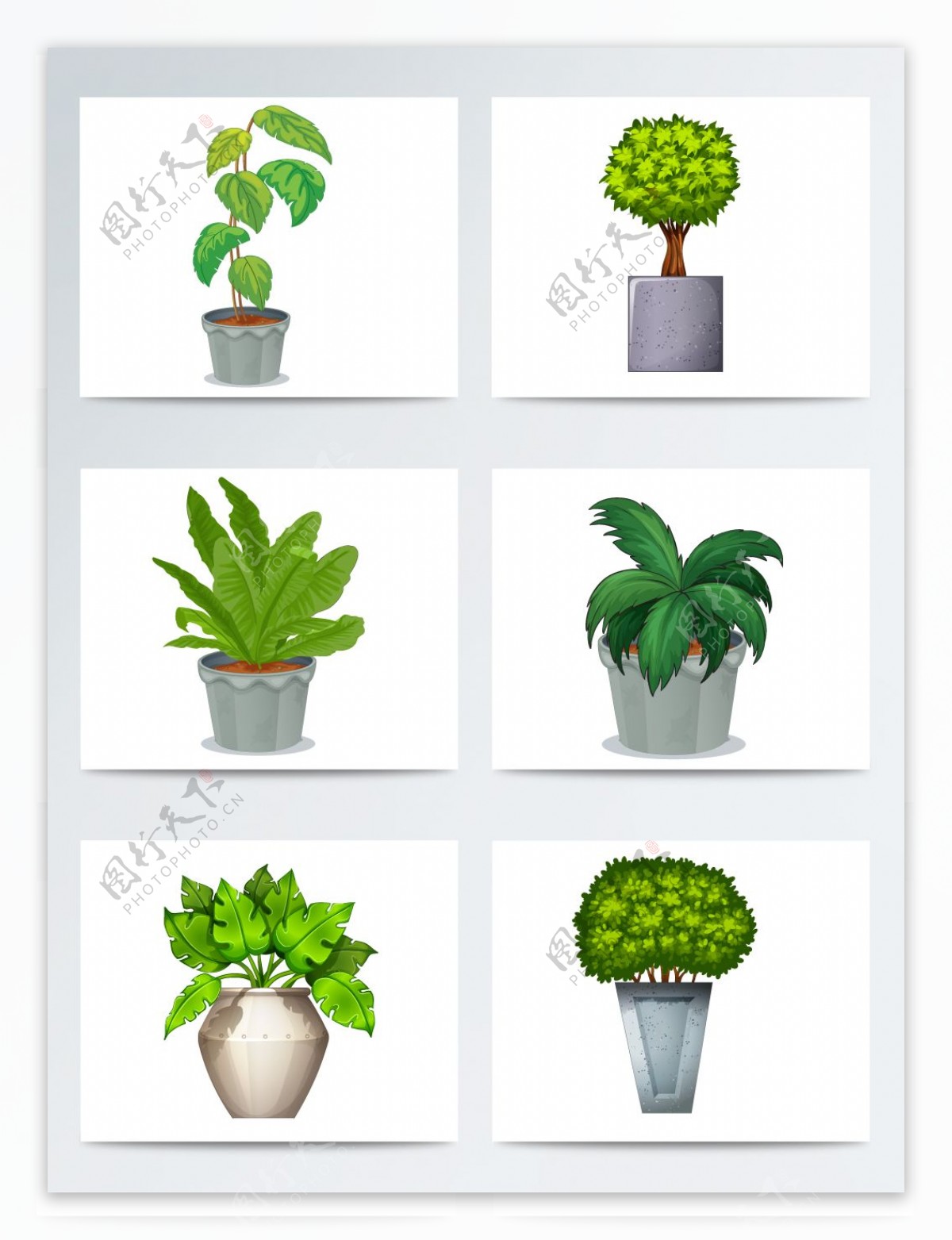 卡通盆栽植物矢量素材