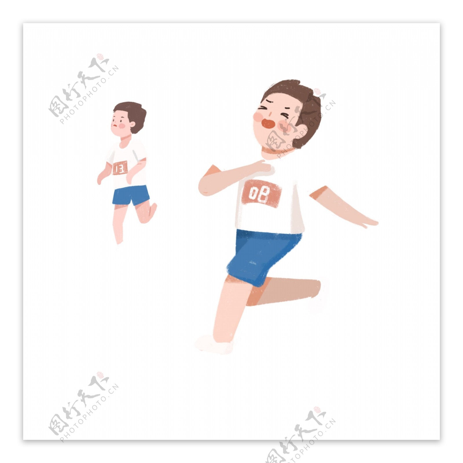 比赛跑步的小男孩卡通元素