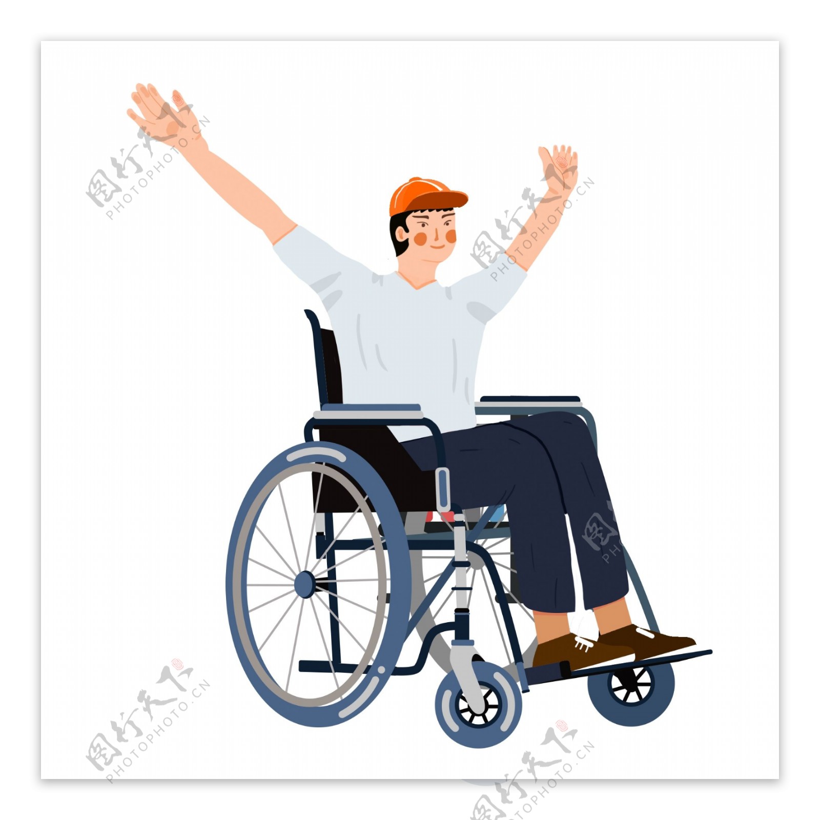 手绘简约残疾人坐在轮椅上原创元素