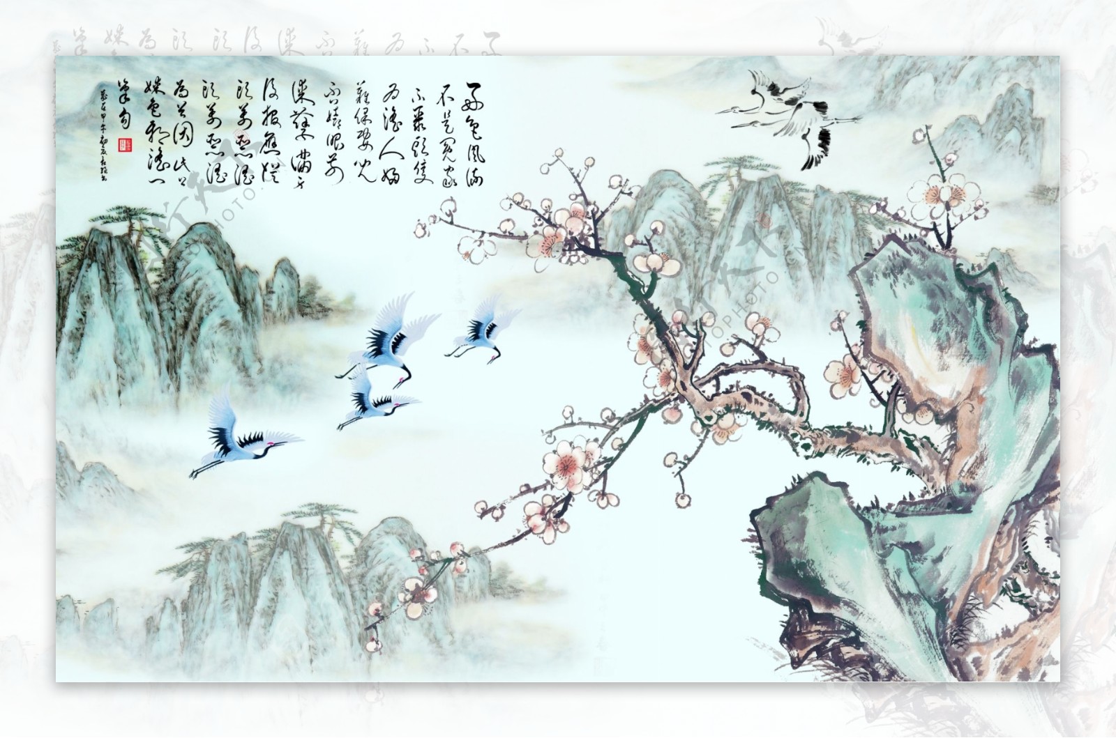 中式古典梅花水墨画