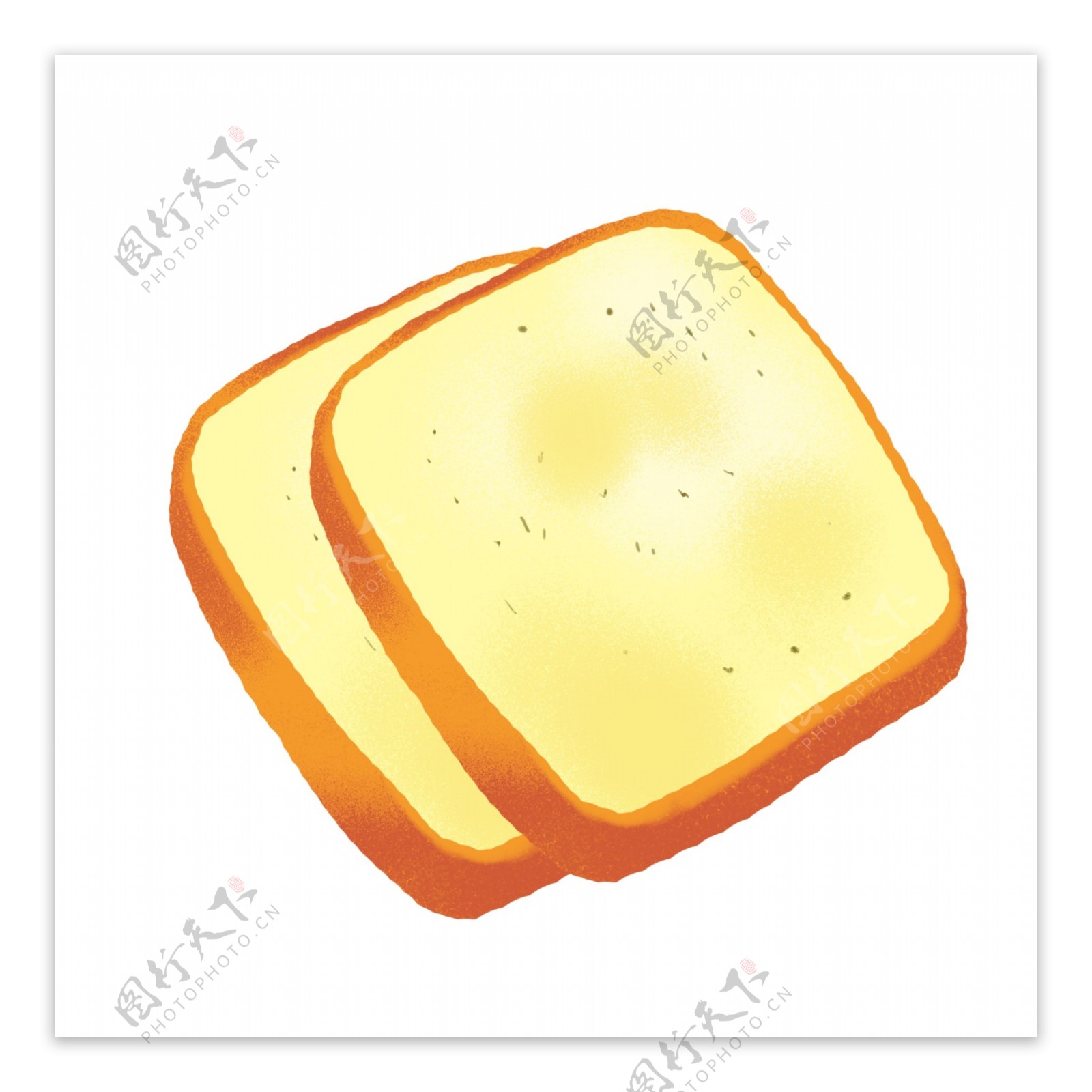 手绘食物面包片金黄色