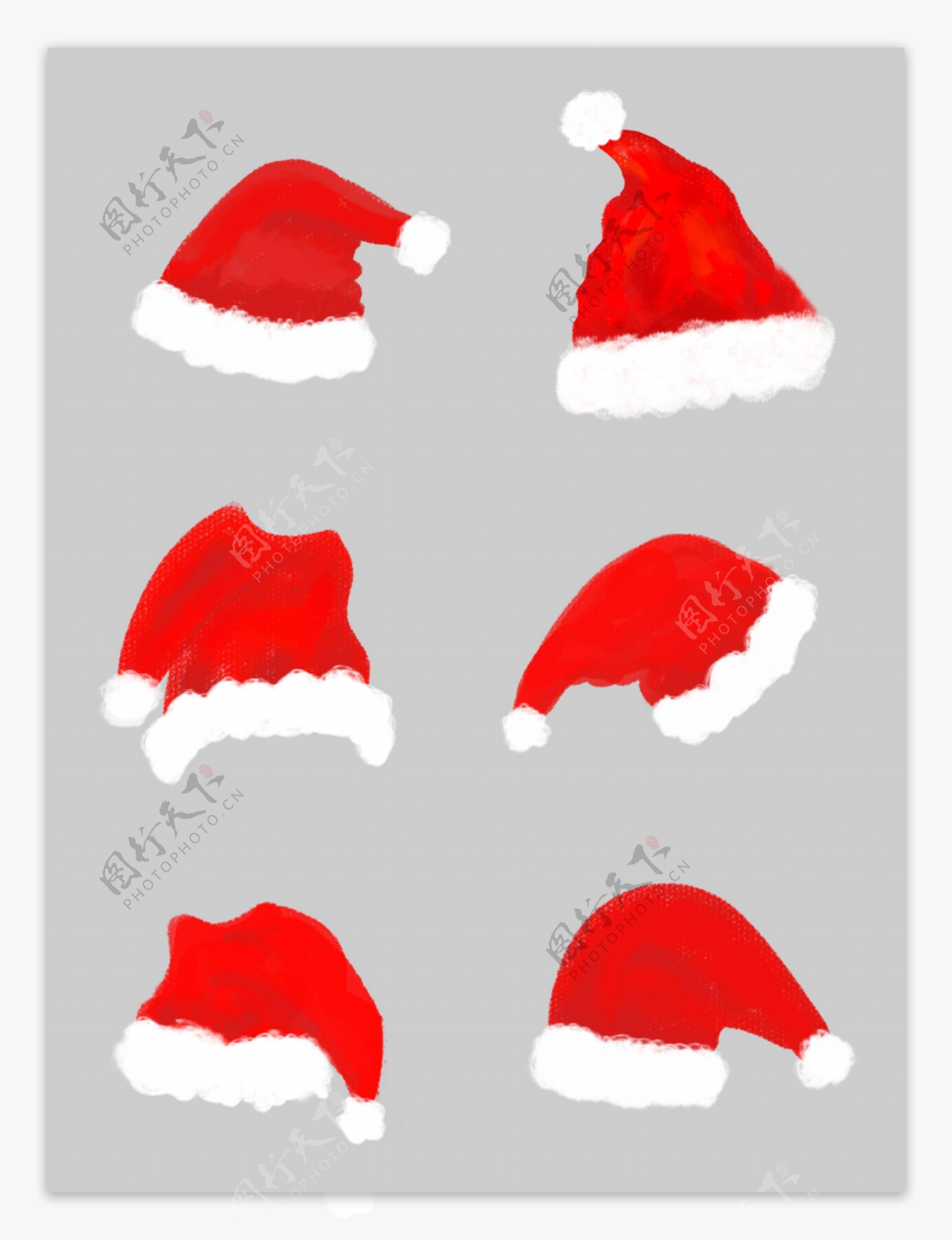 圣诞节圣诞帽子红色手绘插画可商用元素