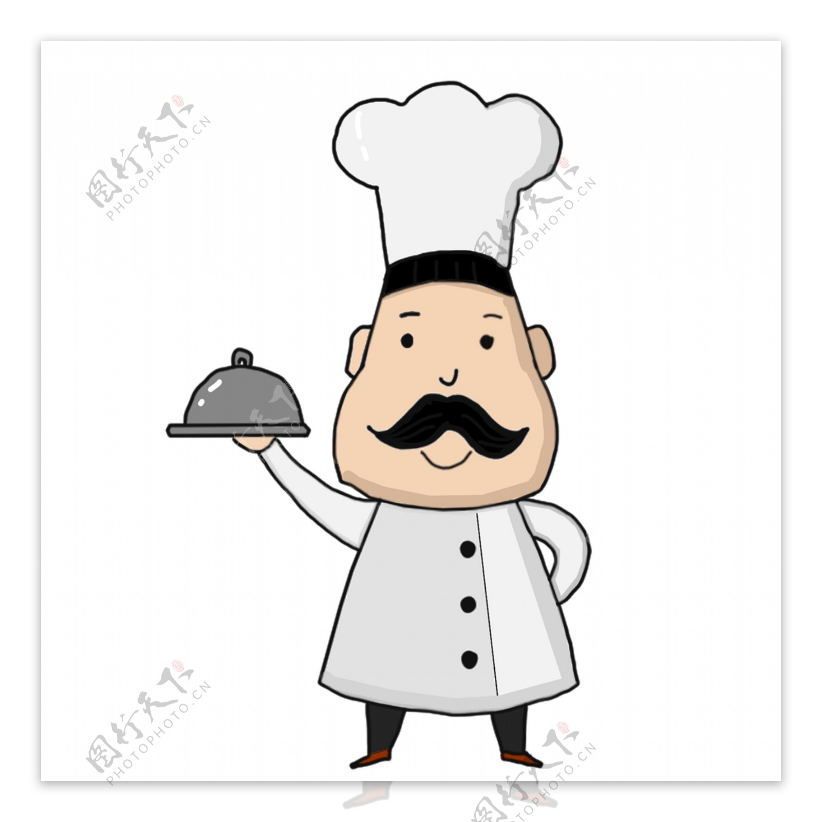 手绘卡通八字胡的厨师原创元素