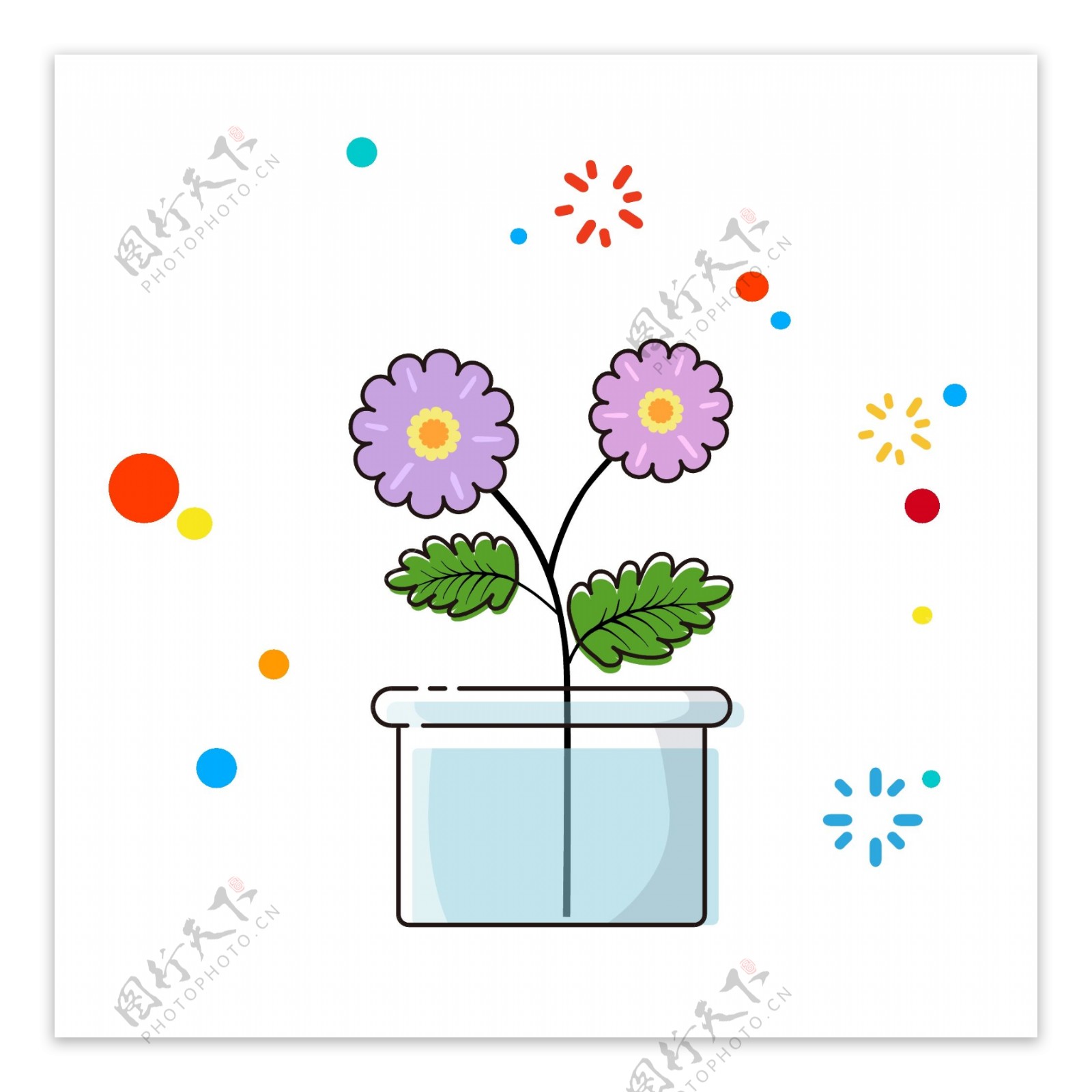 MBE紫色卡通手绘花卉植物花朵矢量
