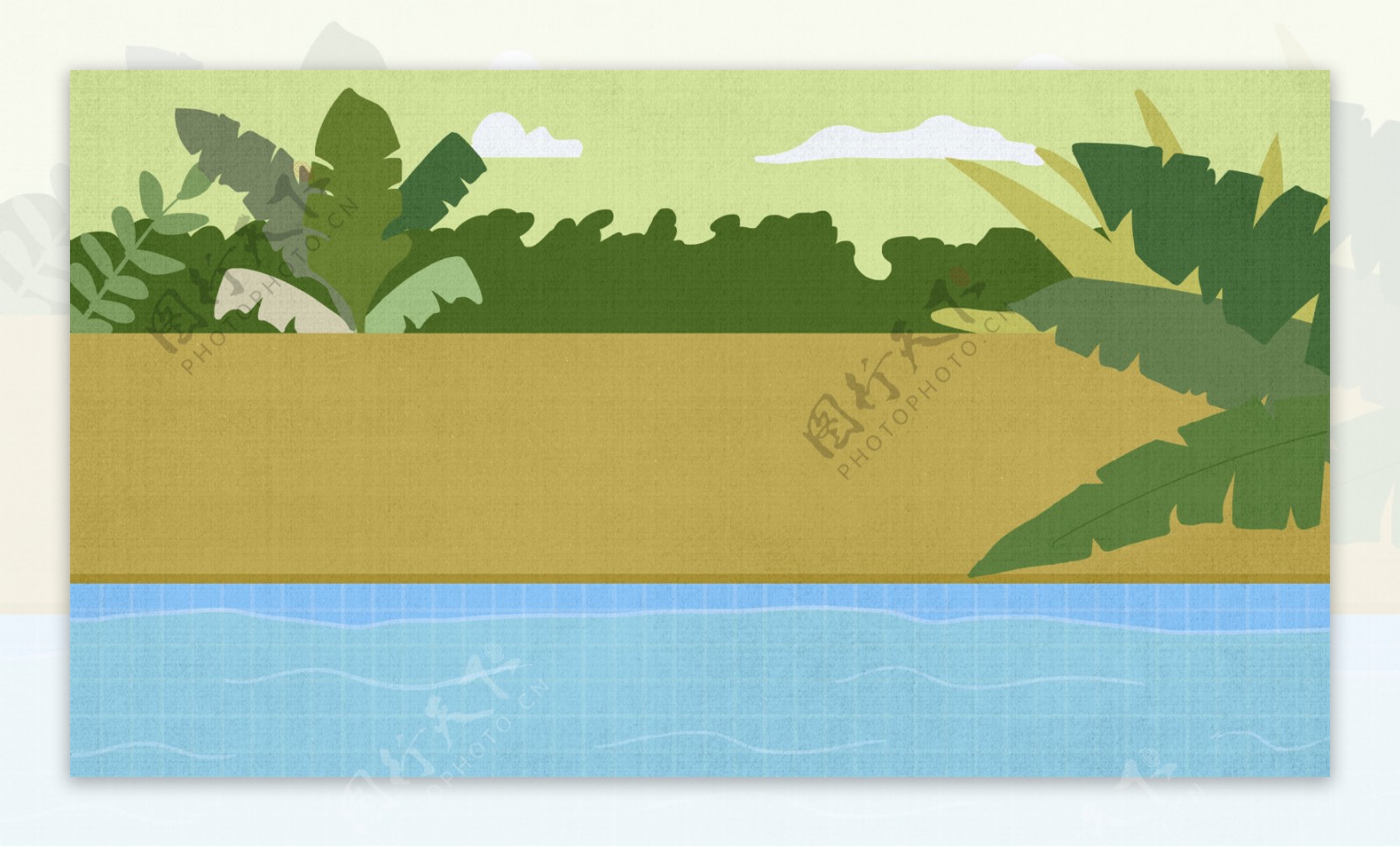 卡通手绘夏季泳池背景设计