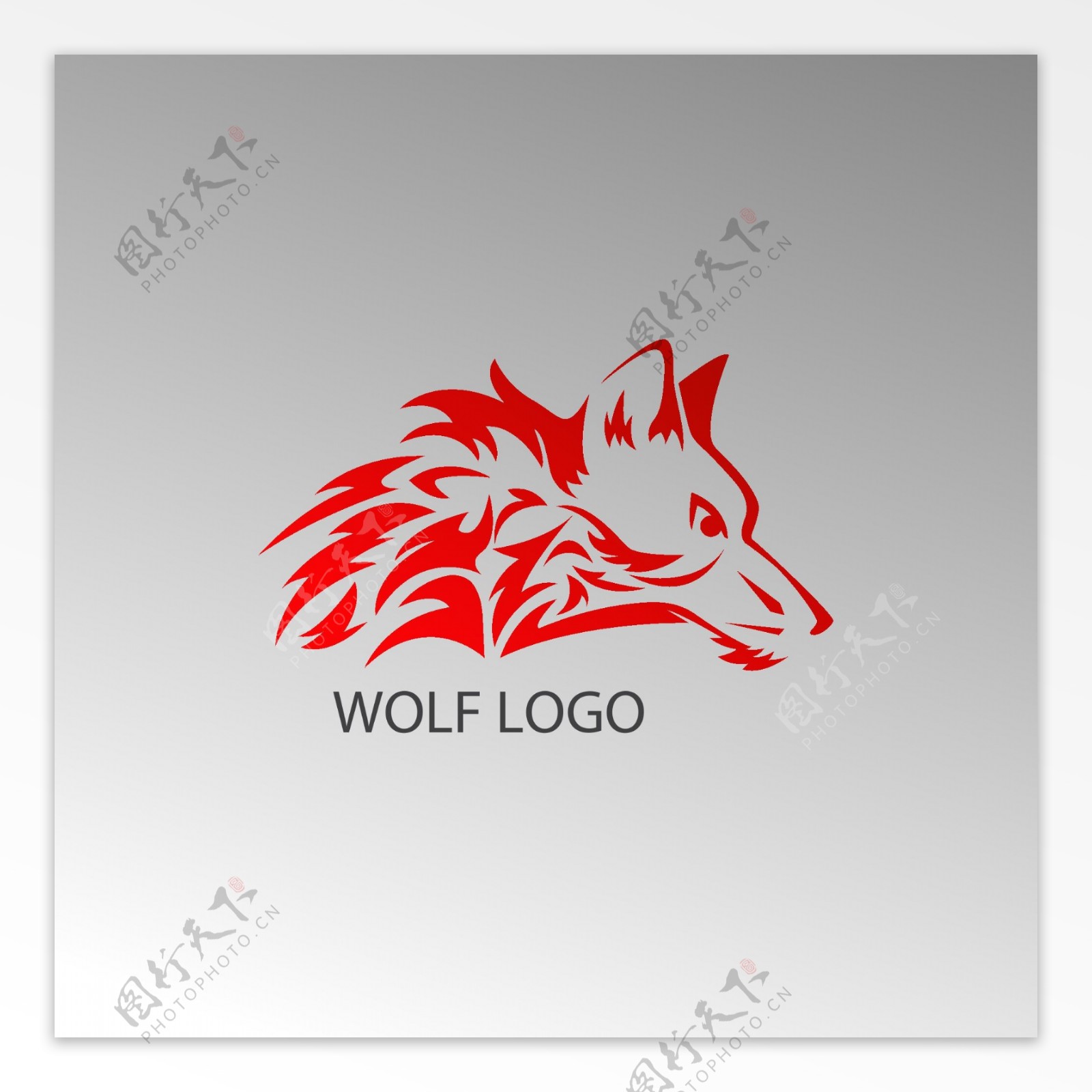 时尚的红狼徽标logo模板