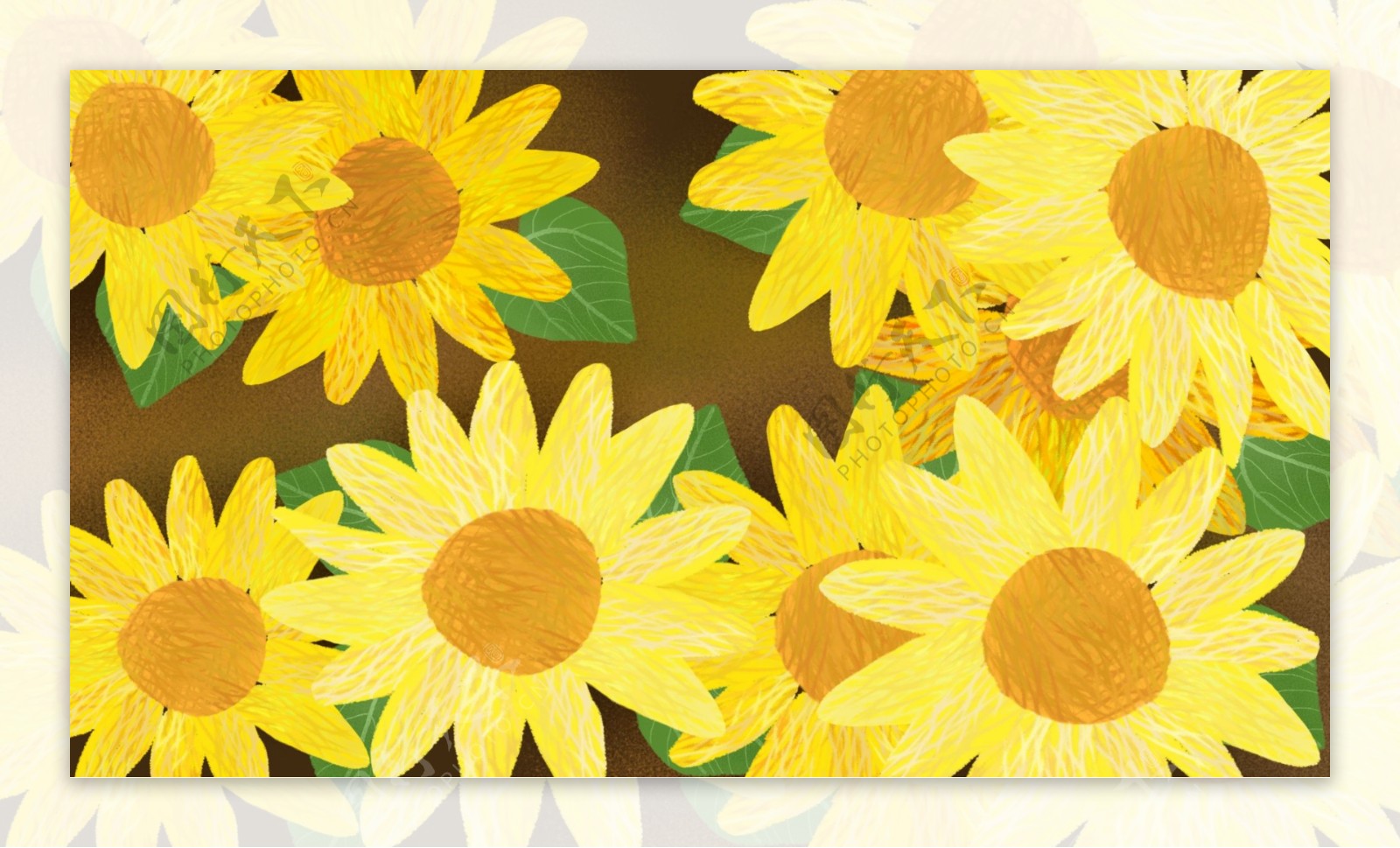 手绘向日葵背景图片设计