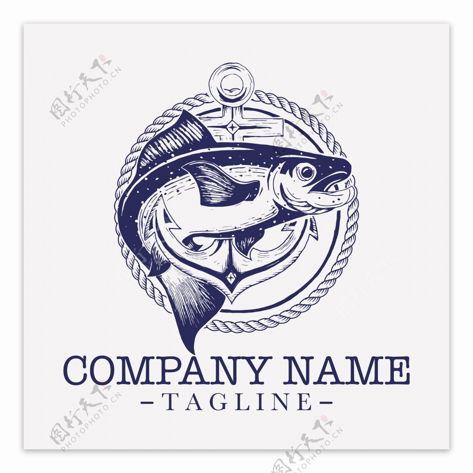 捕鱼标志logo模板