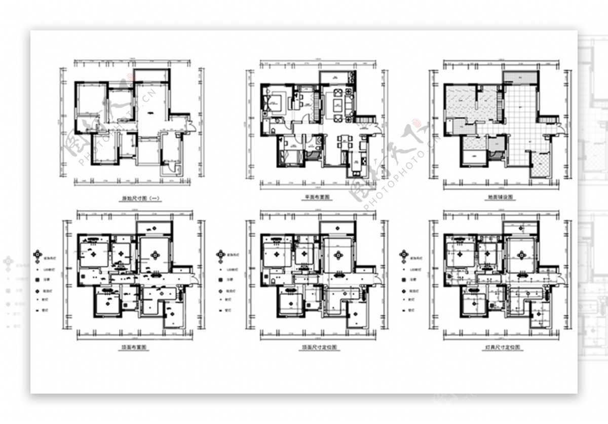 两居室户型CAD设计施工图