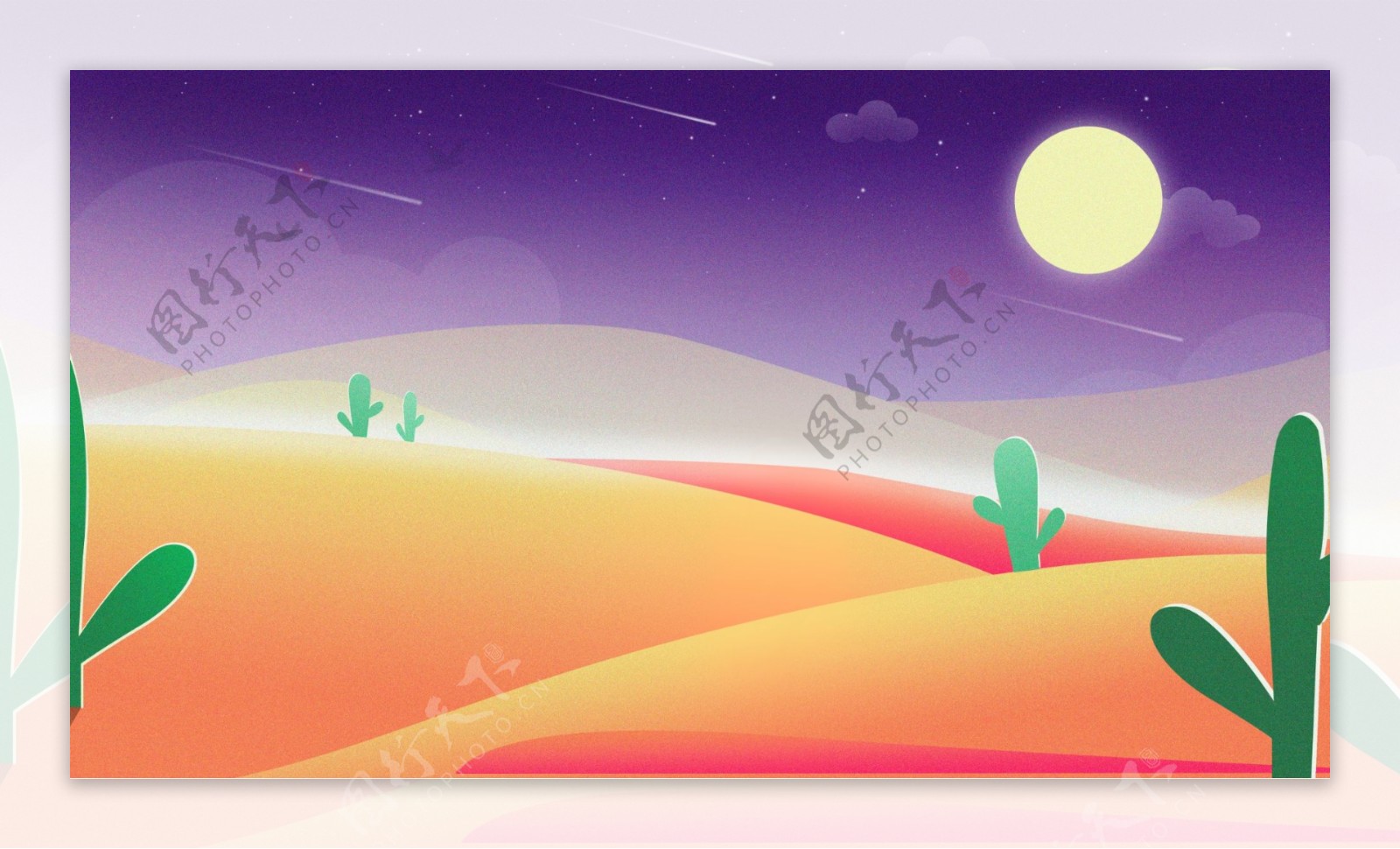 手绘可爱沙漠旅行插画背景