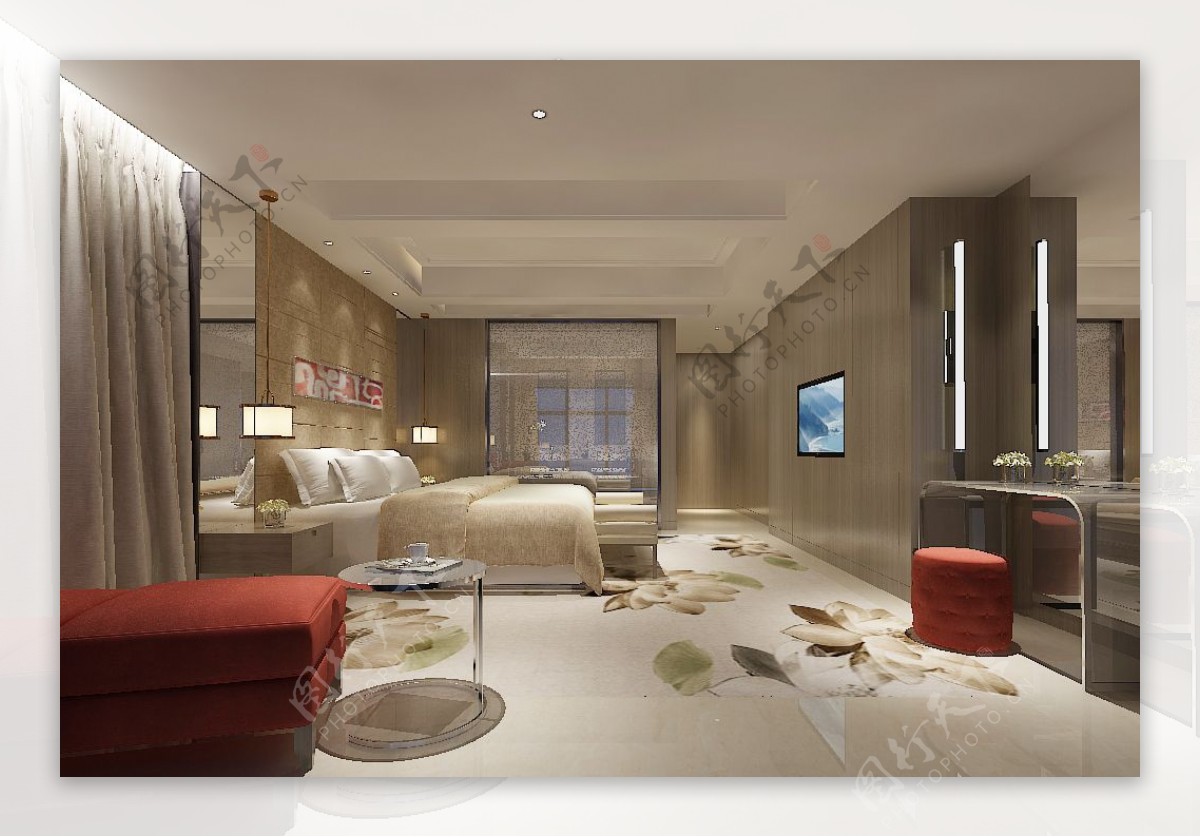 现代空间卧室效果图模型