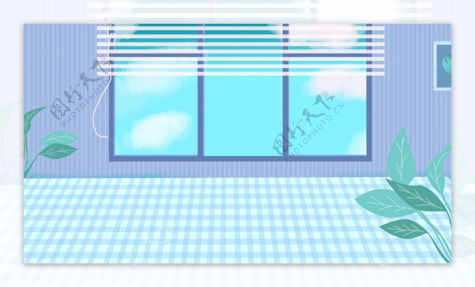 美式家居别墅卧室格子窗帘装修效果图片_别墅设计图