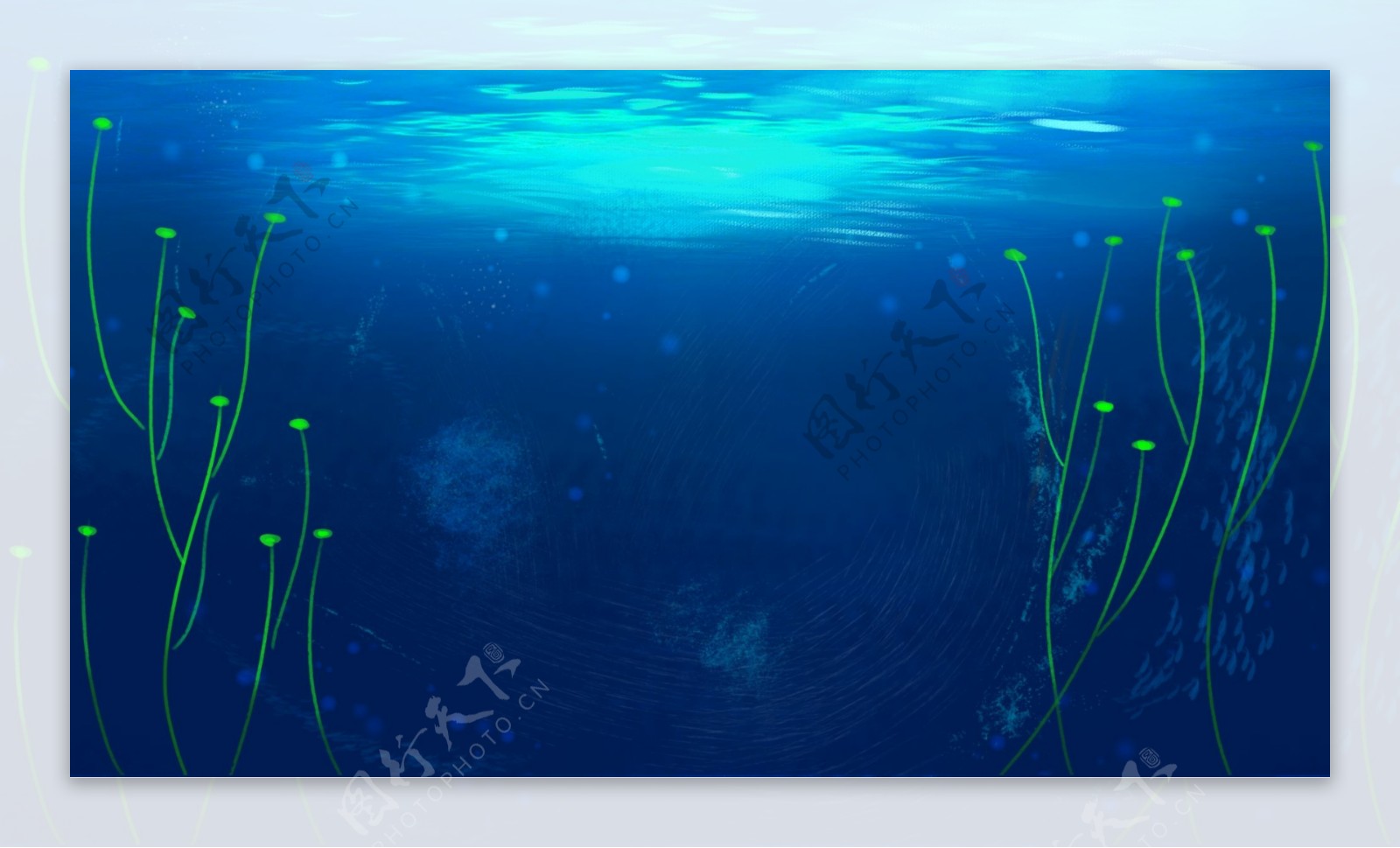 唯美蓝色海底世界海报背景设计