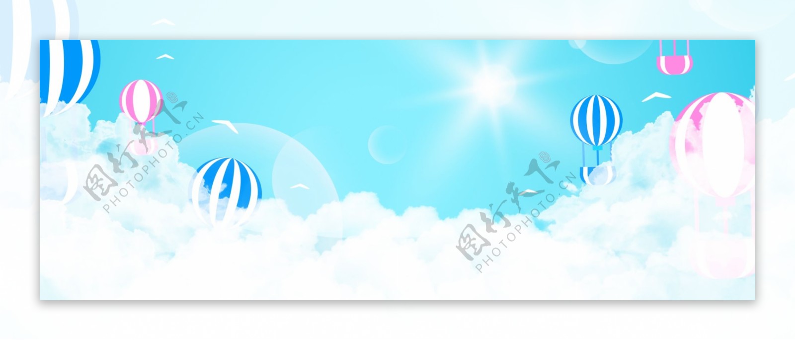 夏天天空热气球banner背景
