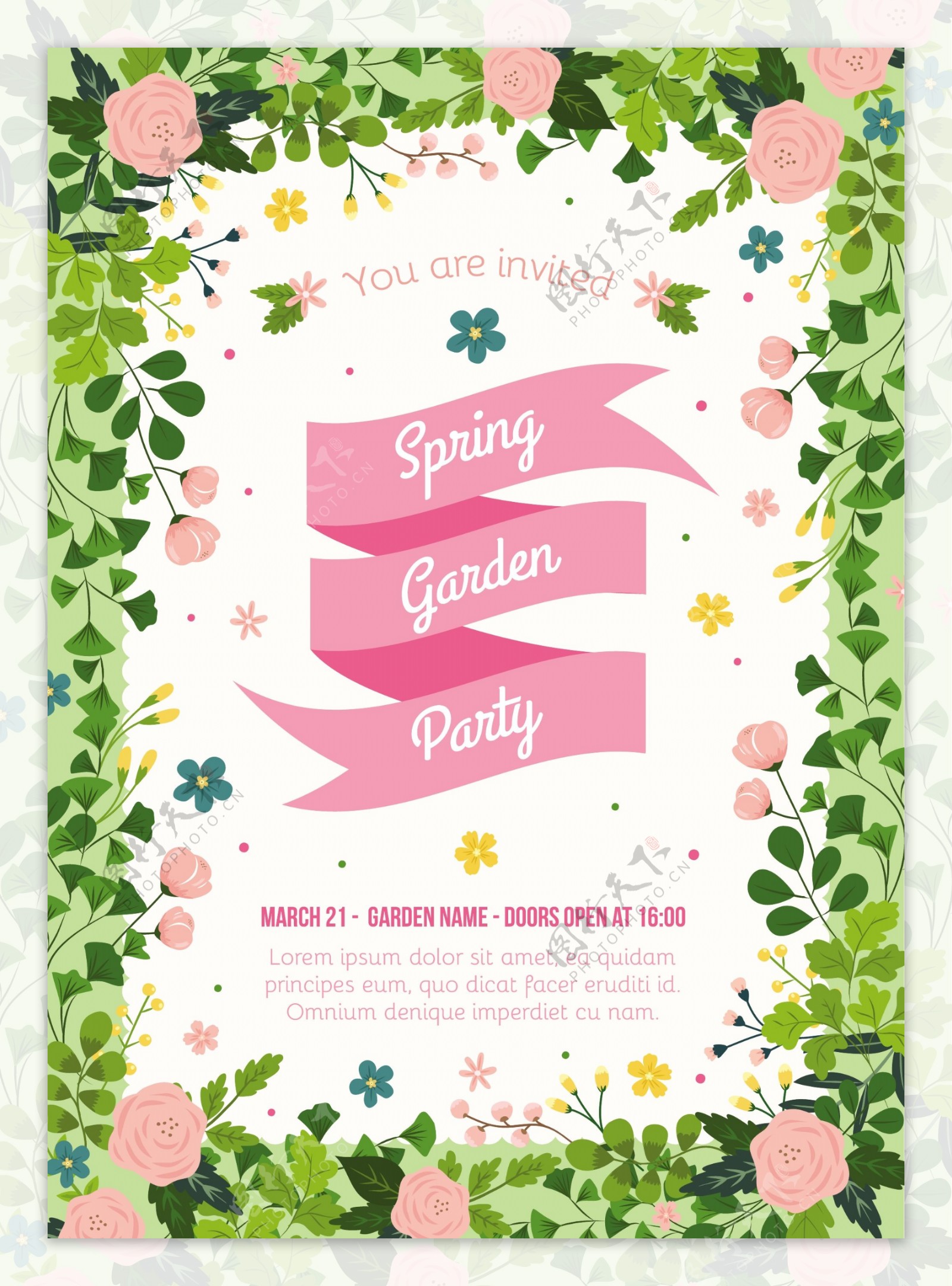 创意春季花环海报设计