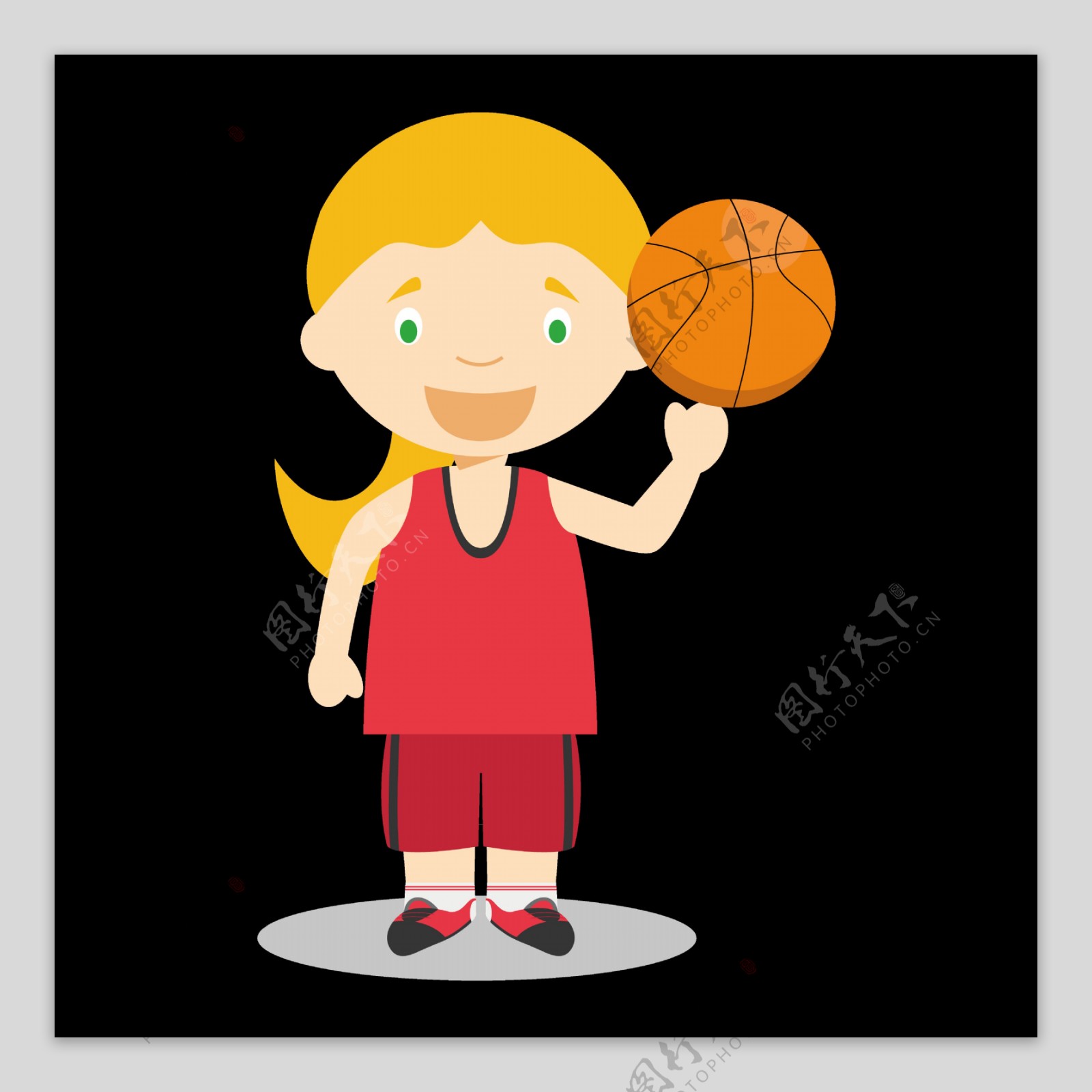 卡通篮球比赛运动员png元素