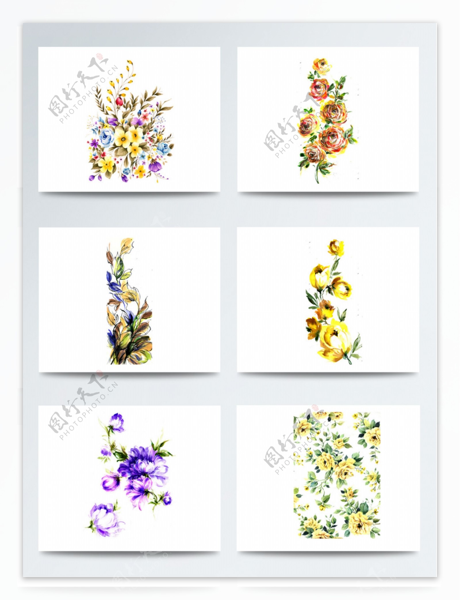 手绘水彩花卉卡通透明素材合集