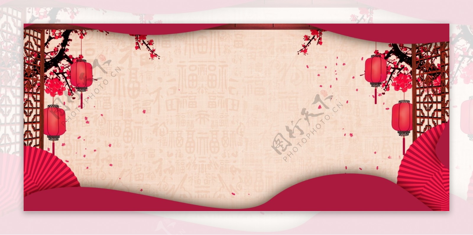 红色新年开门红元宵节日设计背景图