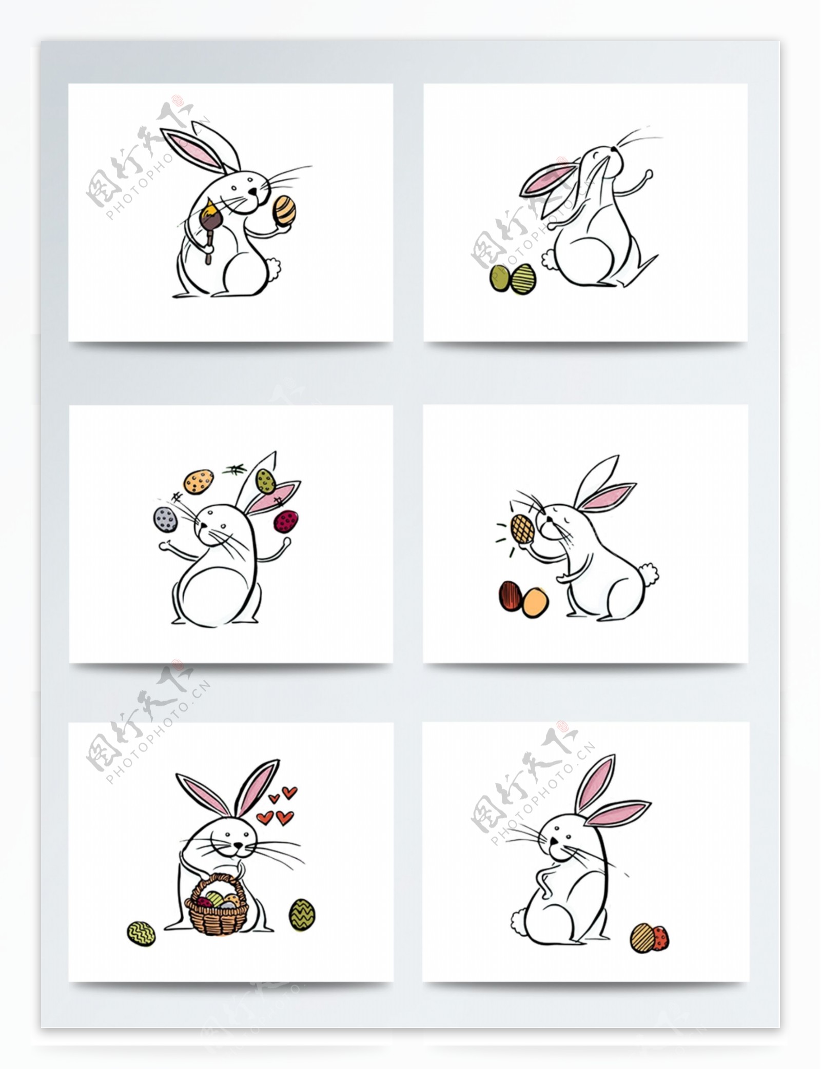 复活节兔子加彩蛋配图参考psd模板