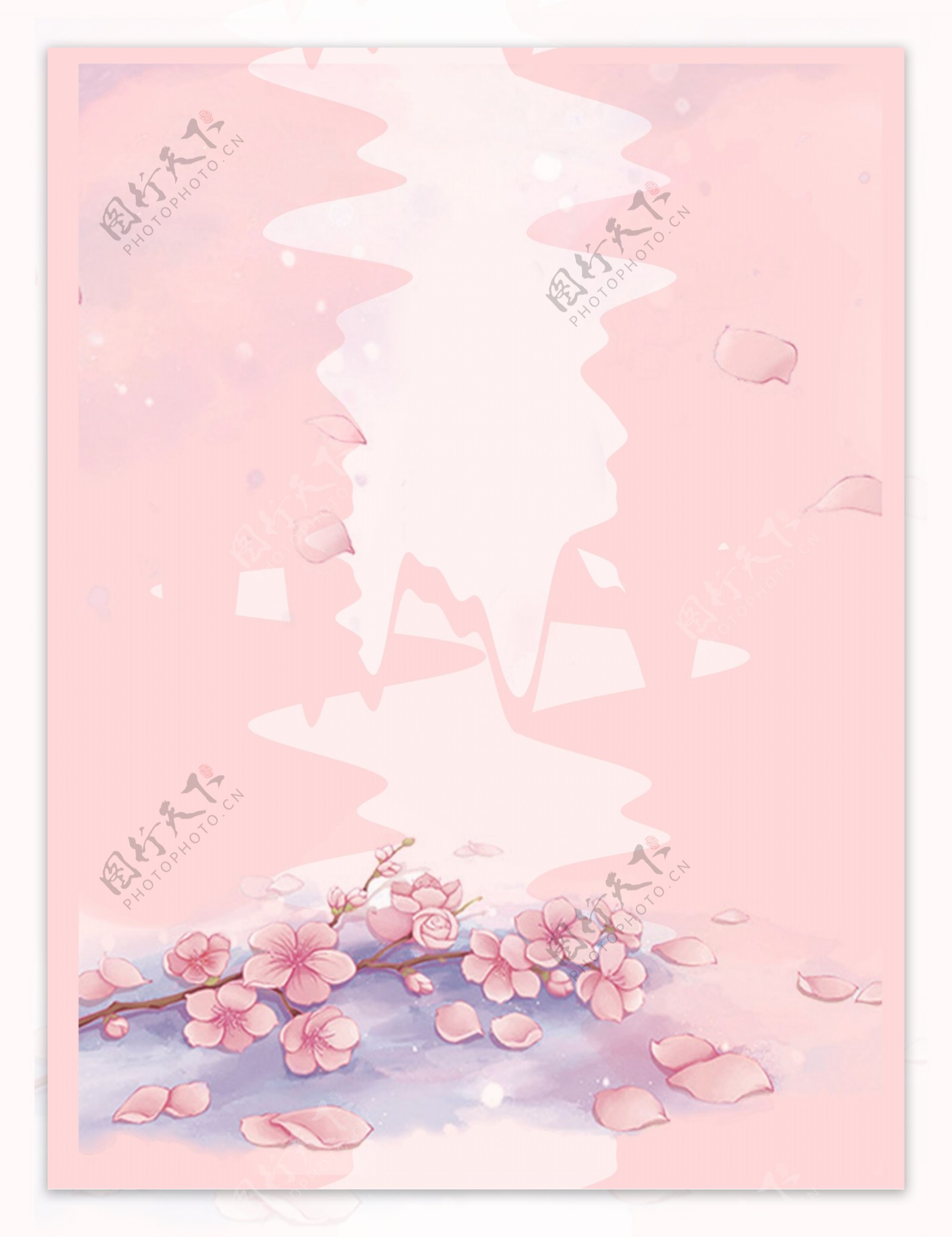 手绘粉色花朵海报背景素材