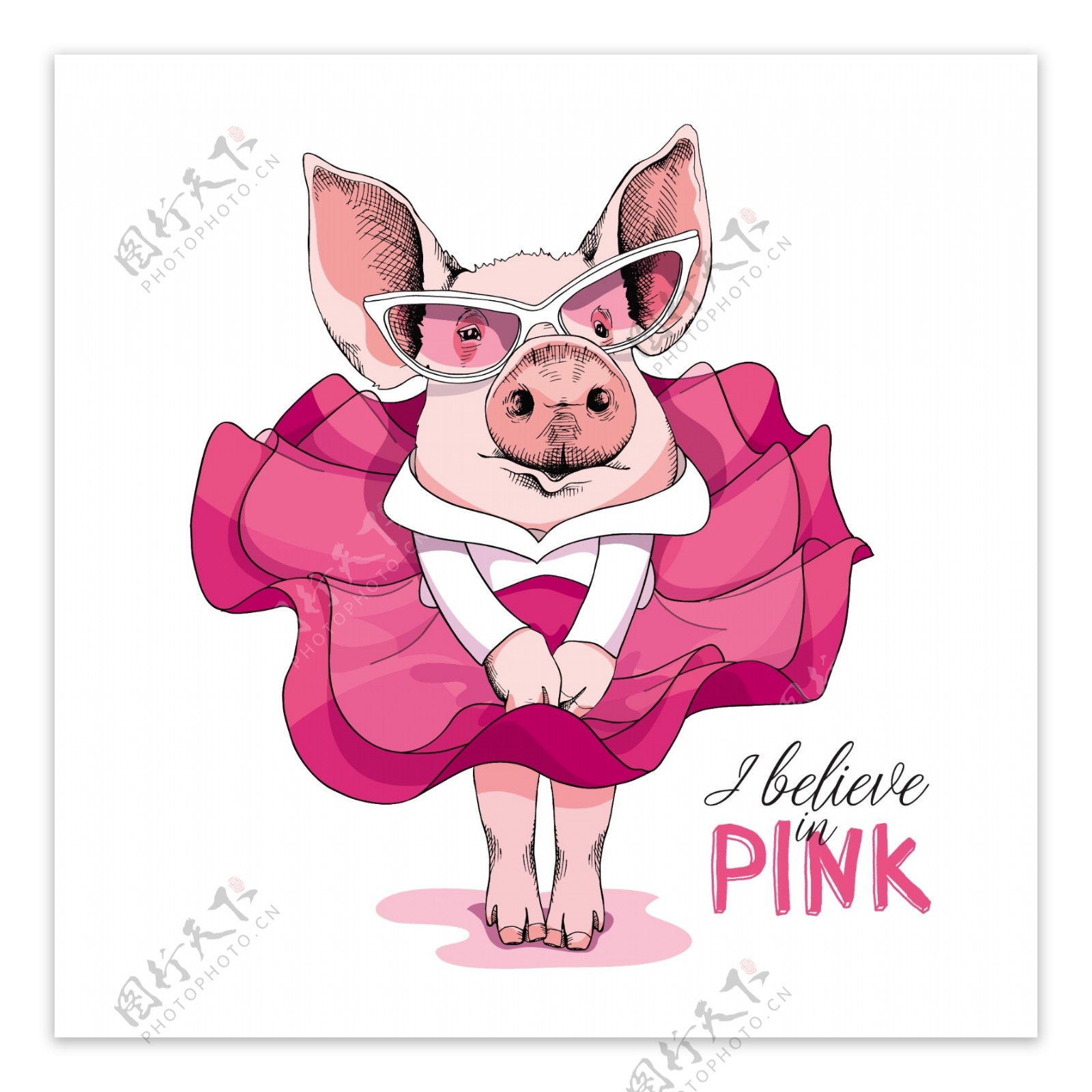 穿裙子的粉红小猪