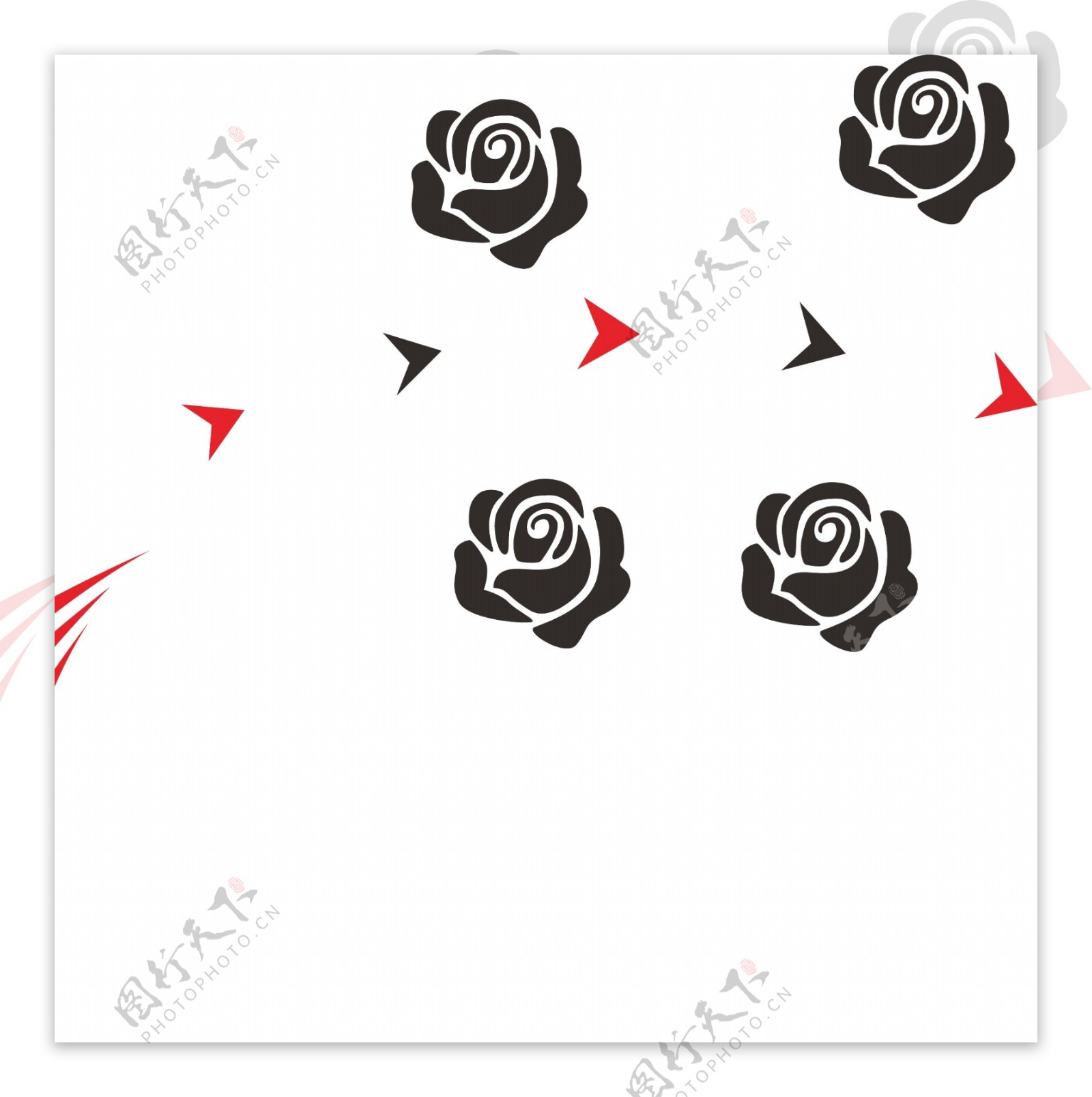 玫瑰装饰卡通纸飞机素材源文件