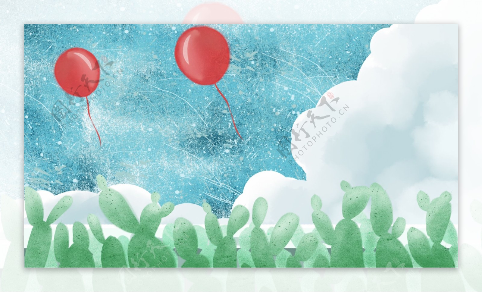 彩绘云朵气球背景素材