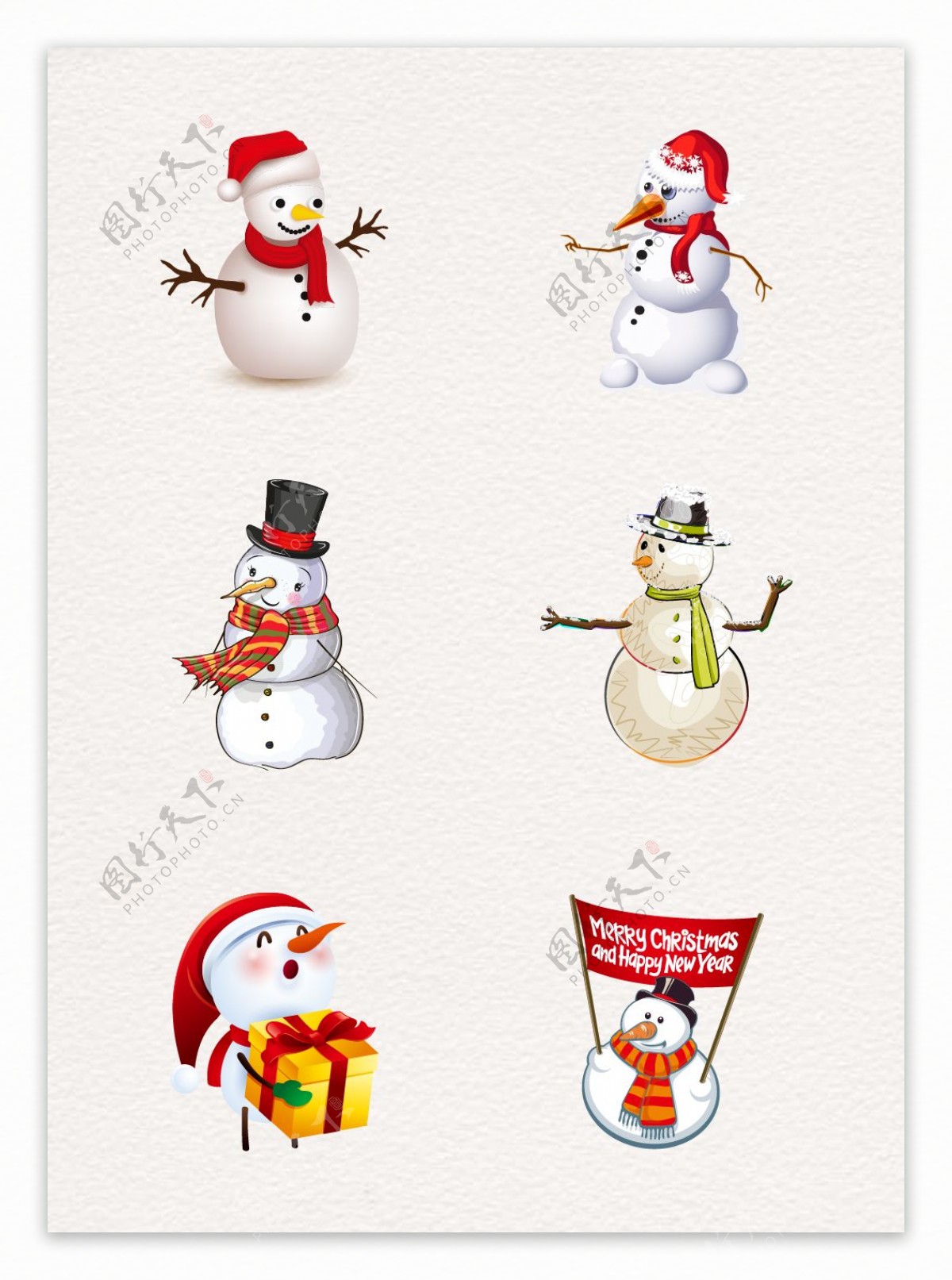 卡通小清新冬季圣诞装扮雪人设计