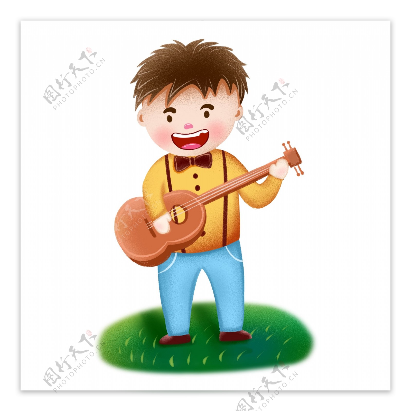 吉他男孩卡通乐器演奏者音乐节可商用元素