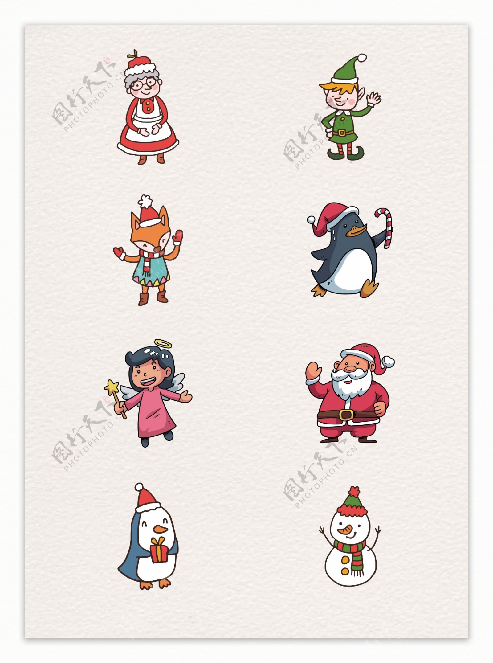可爱8组圣诞节角色卡通设计