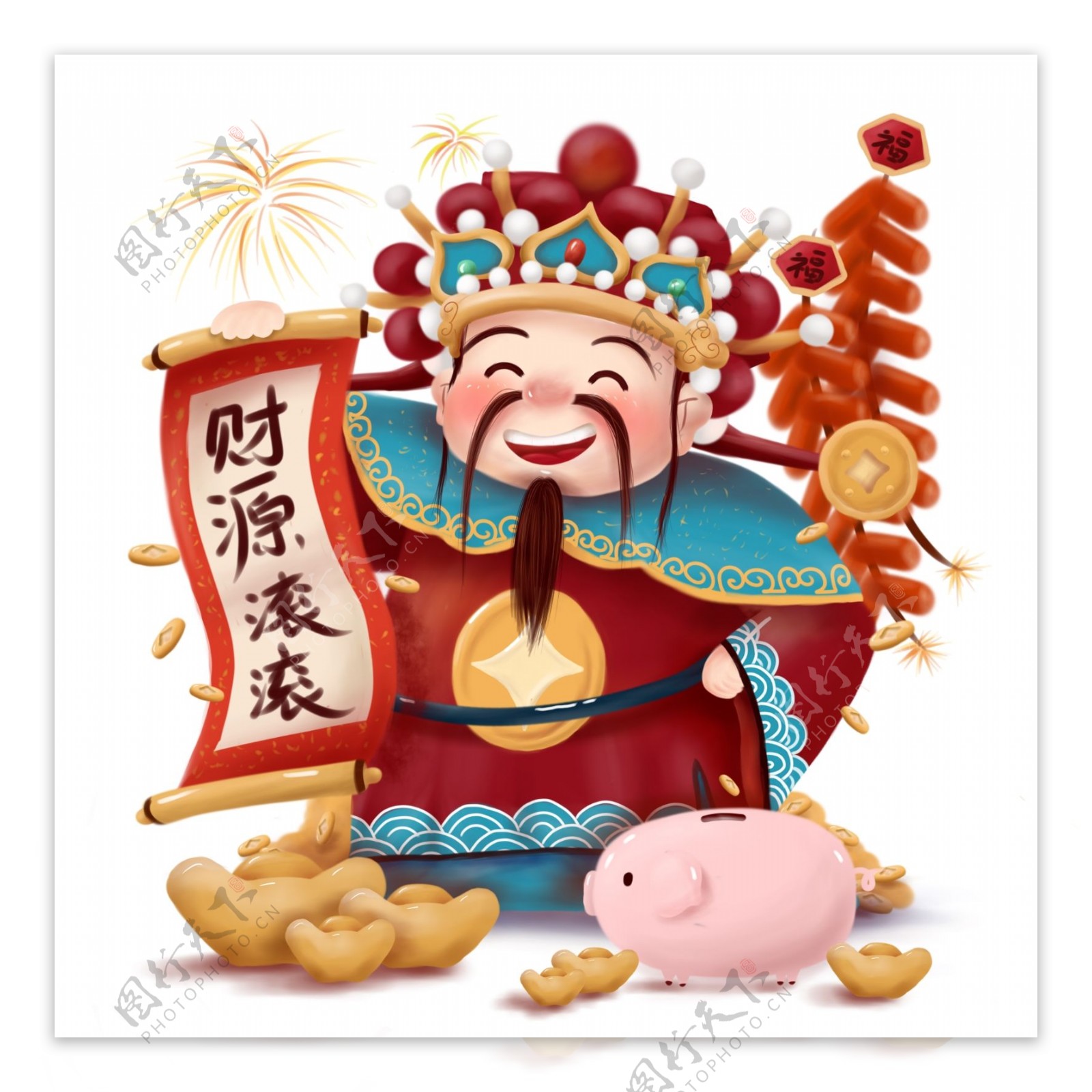 财神新春春节新年中国风红色喜庆财源滚滚