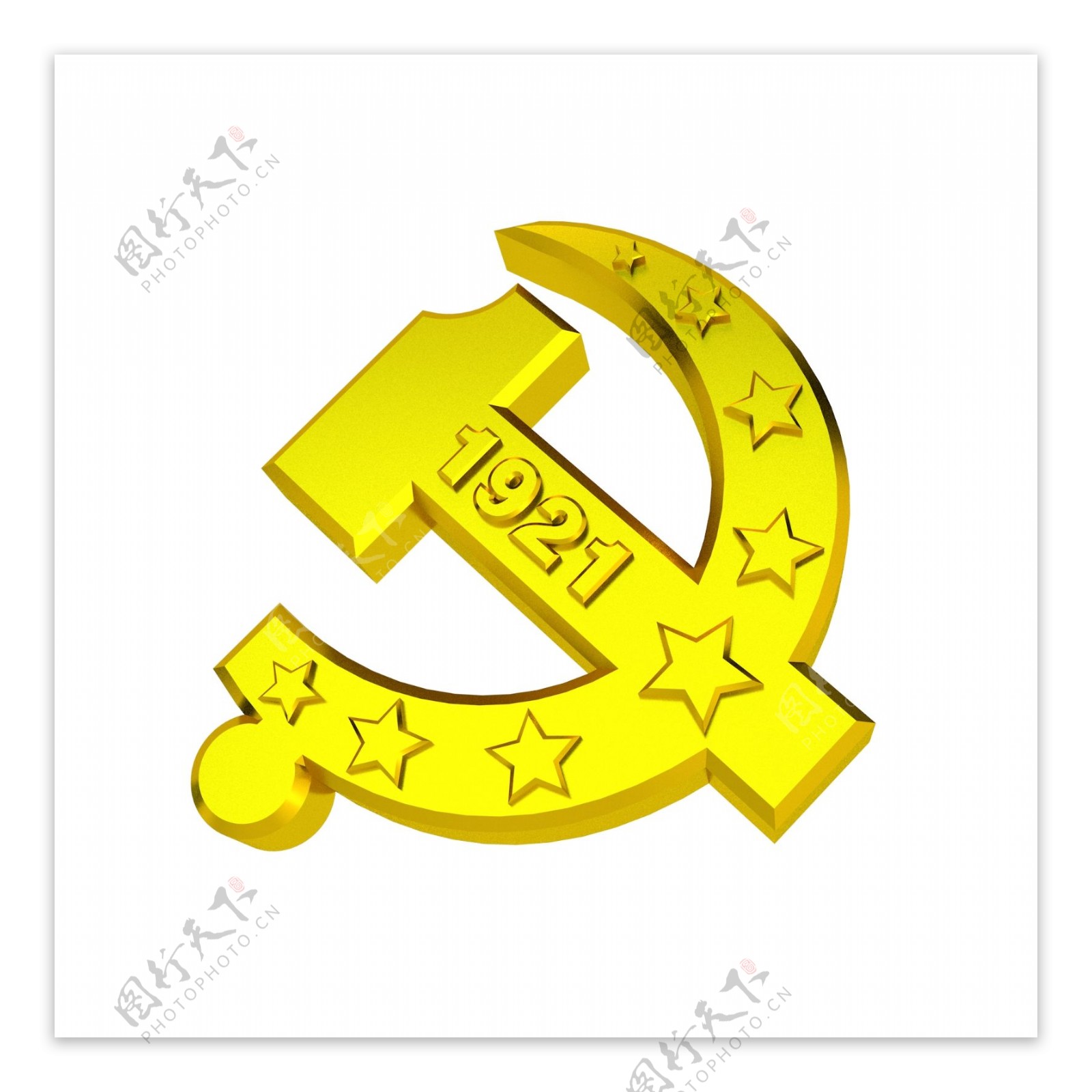 中国共产党金色c4d立体党徽原创商用建军节81八一元素