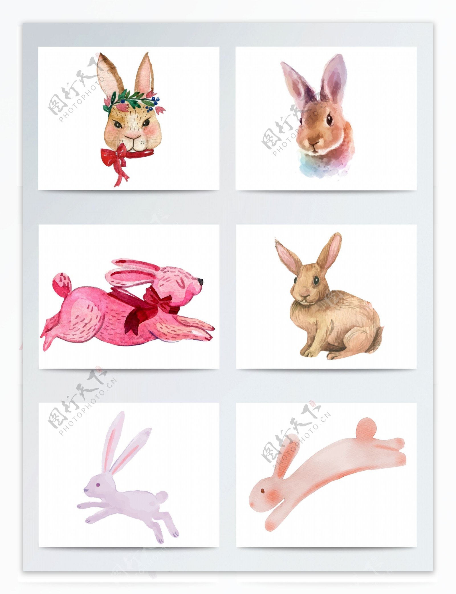 高质量水彩手绘兔子素材