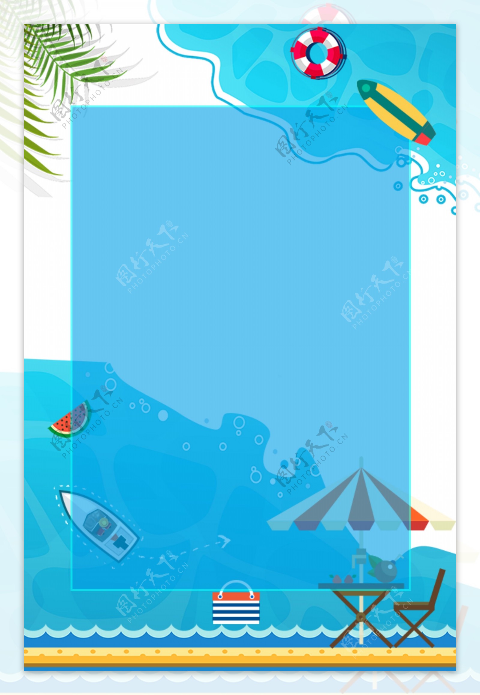 海边沙滩蓝色背景图