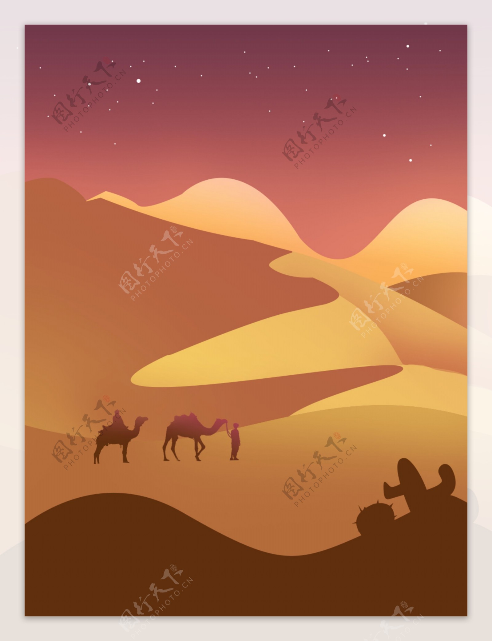 夜晚沙漠骆驼大暑