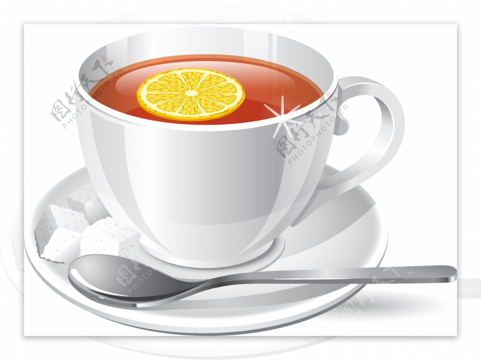 健康养生下午茶柠檬茶矢量图