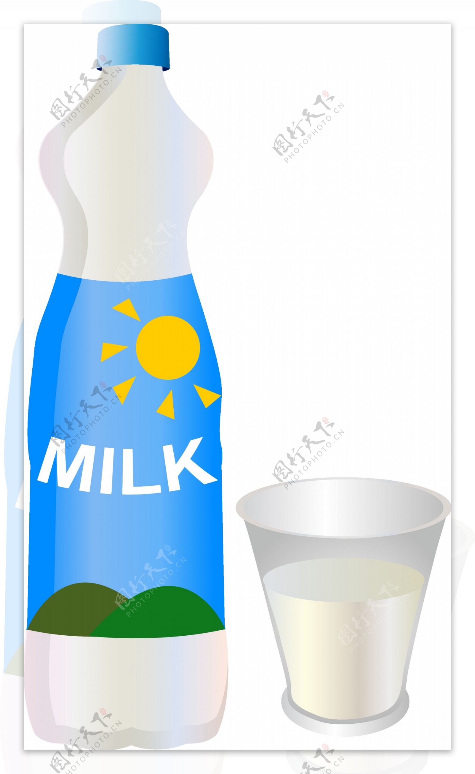 手绘白色牛奶瓶子元素