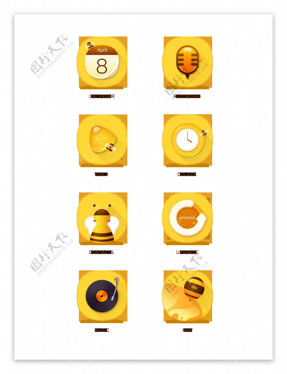 蜜蜂主题手机图标icon设计