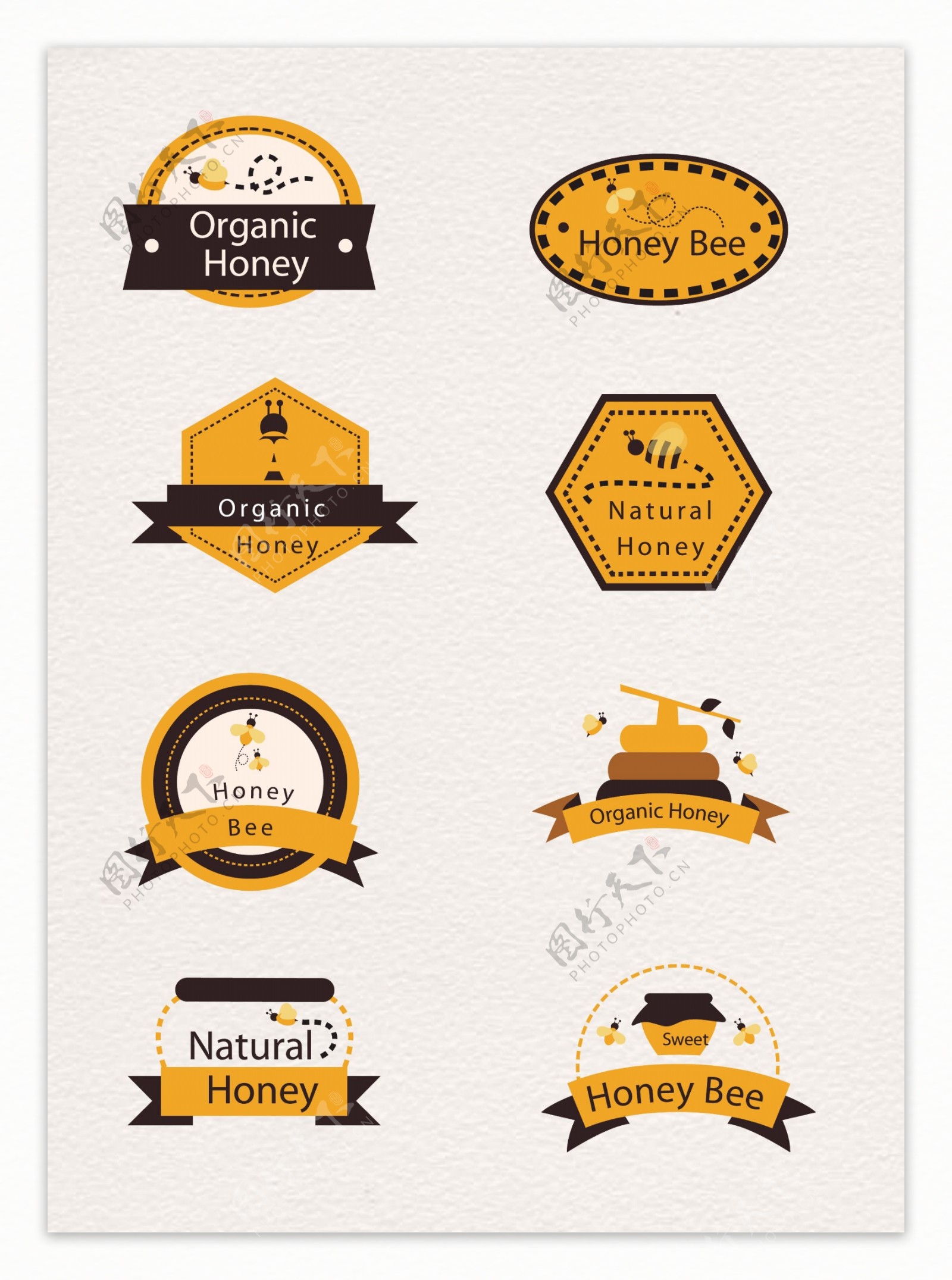黄色创意蜂蜜图标设计