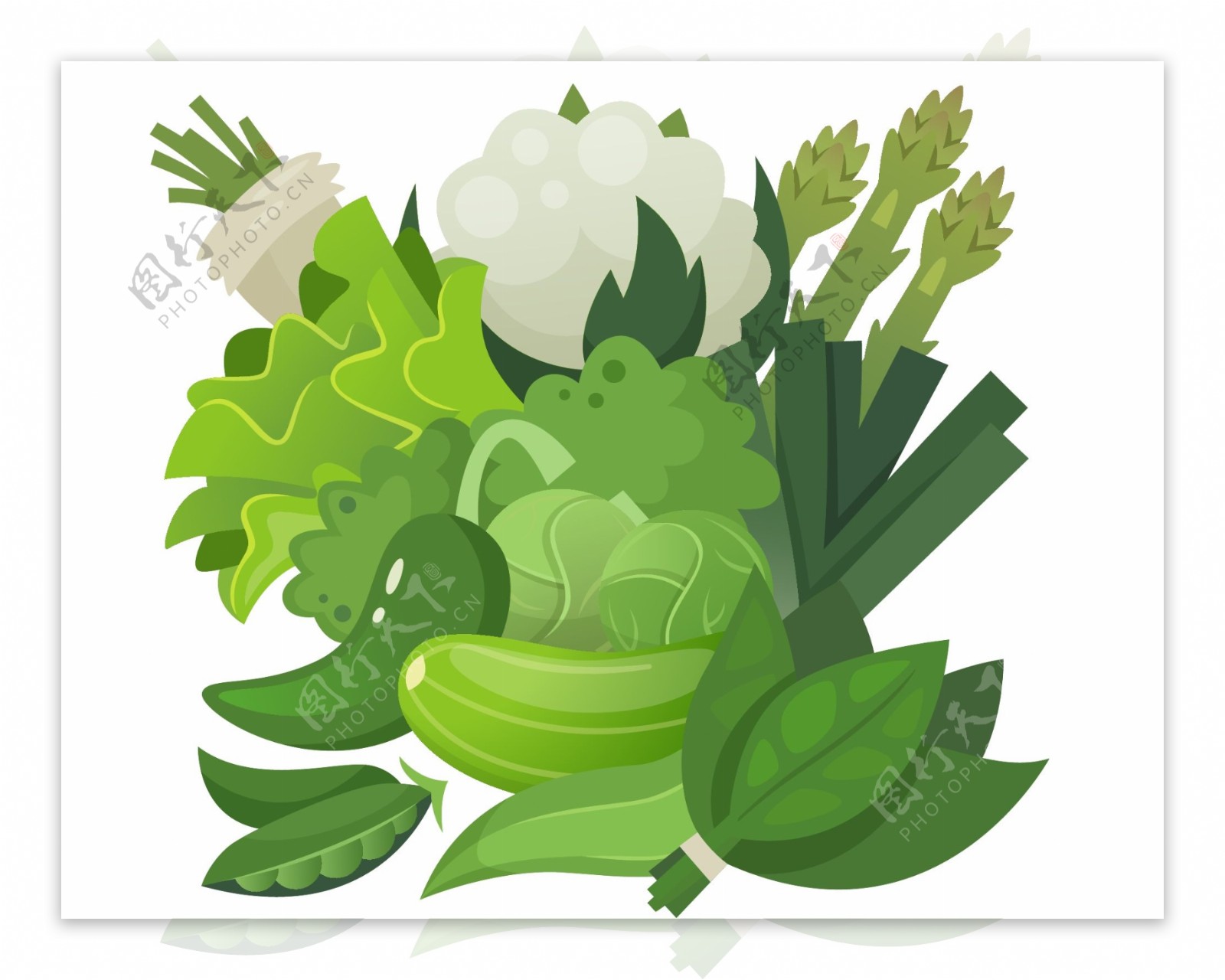 卡通绿色蔬菜元素