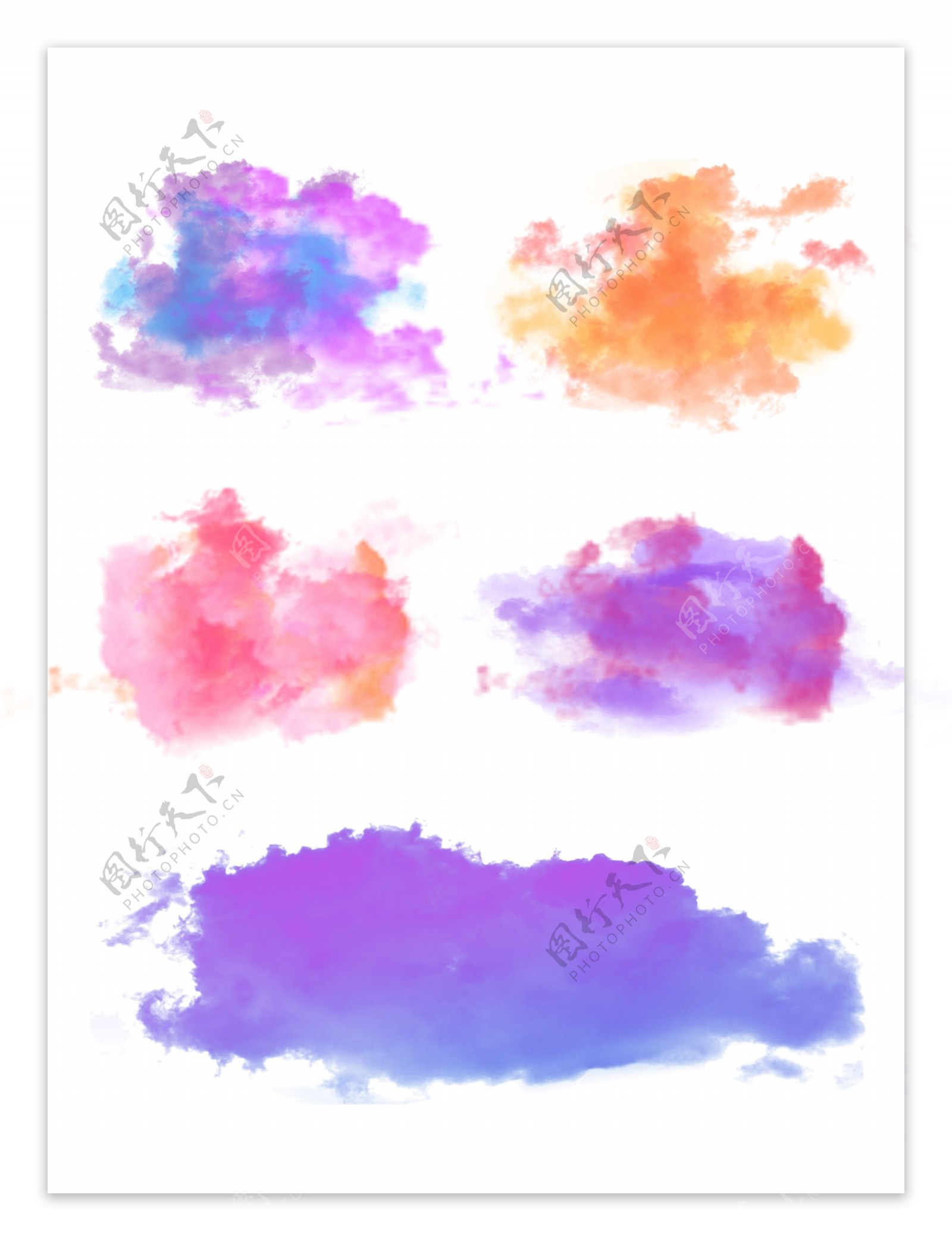 彩色彩墨云彩云雾透明分层素材装饰