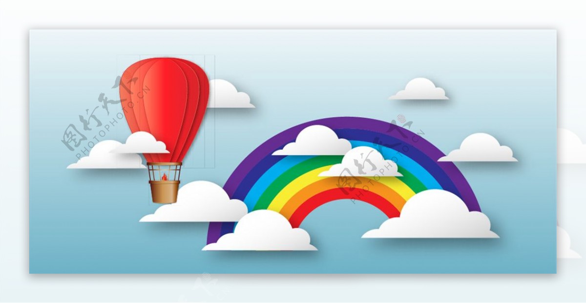 彩虹热气球EPS分层