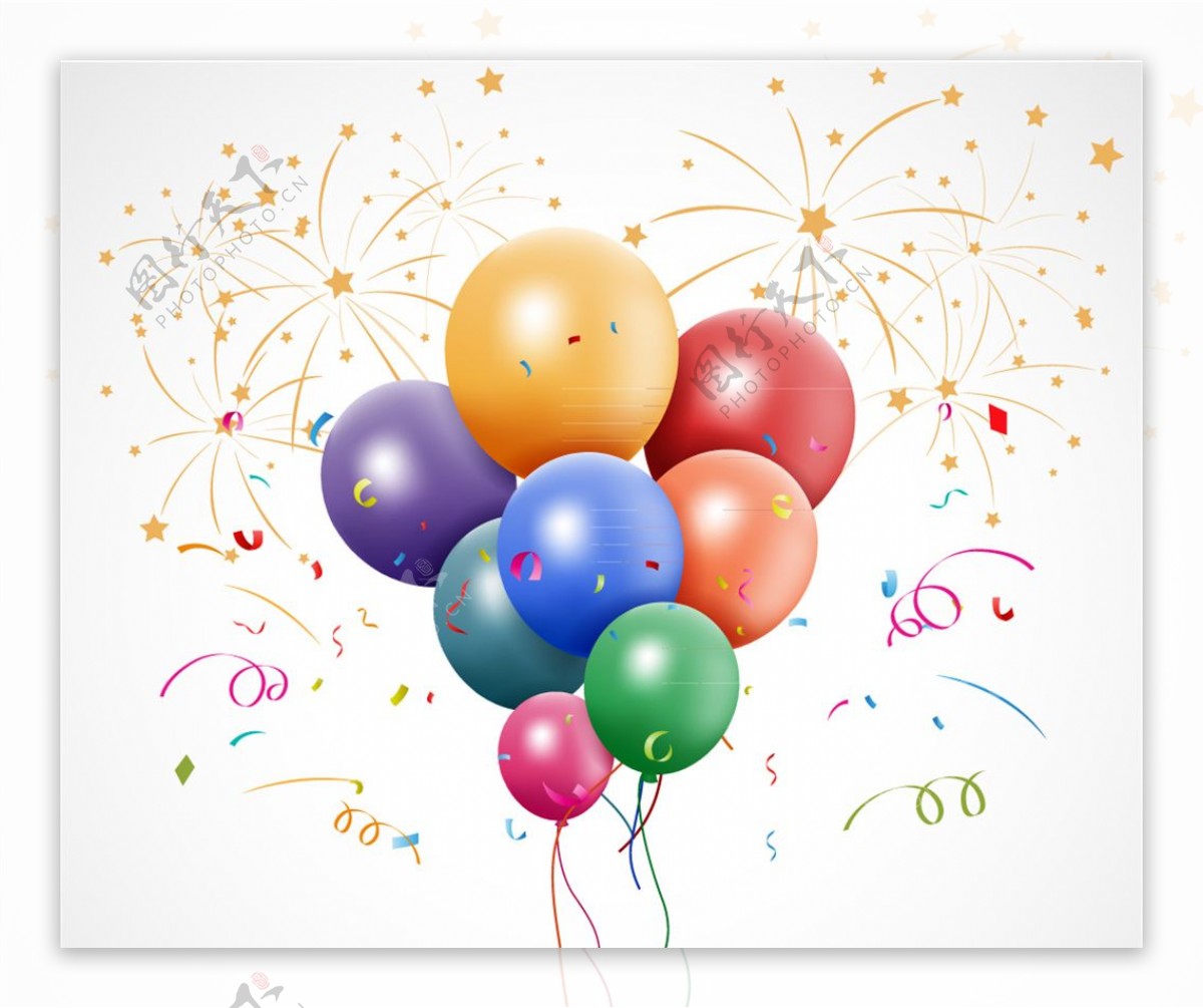 彩色节日庆祝气球束矢量素材