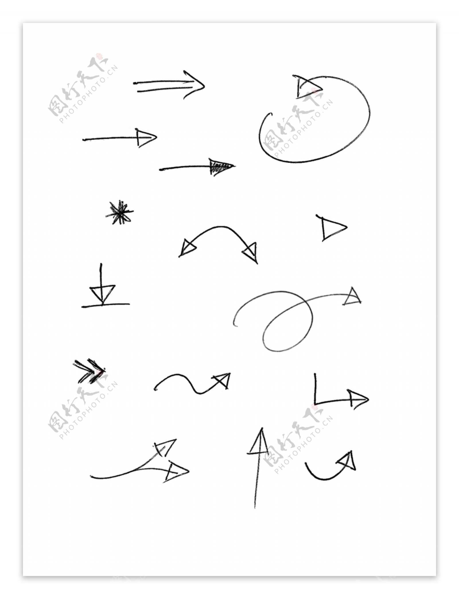 可爱手绘箭头可商用元素