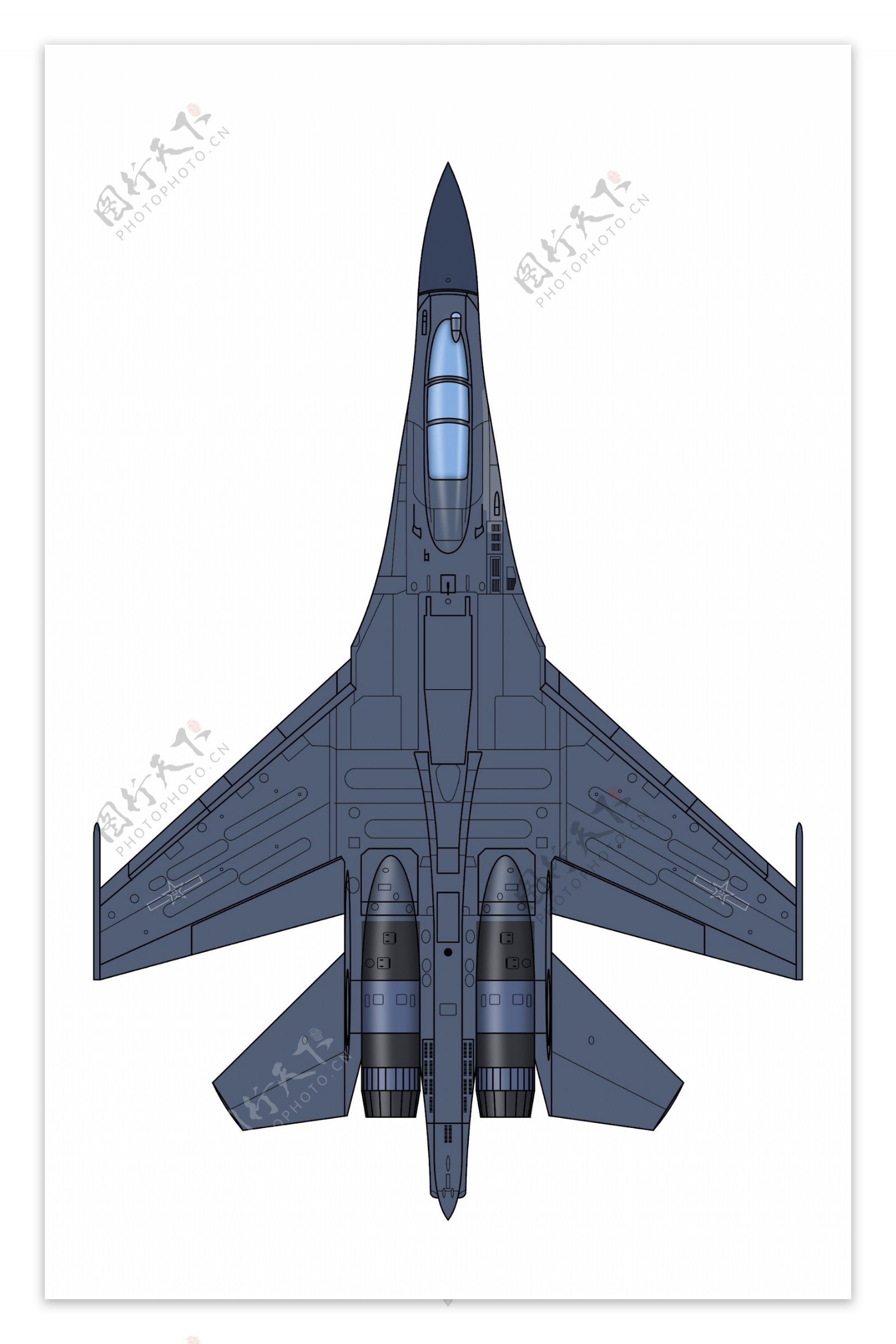 低可视歼16俯视图分层图片素材-编号30720974-图行天下