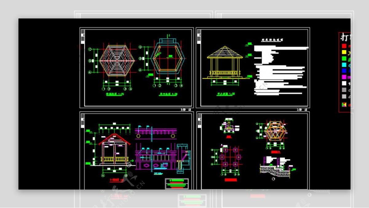 亭子廊子建筑结构详图CAD