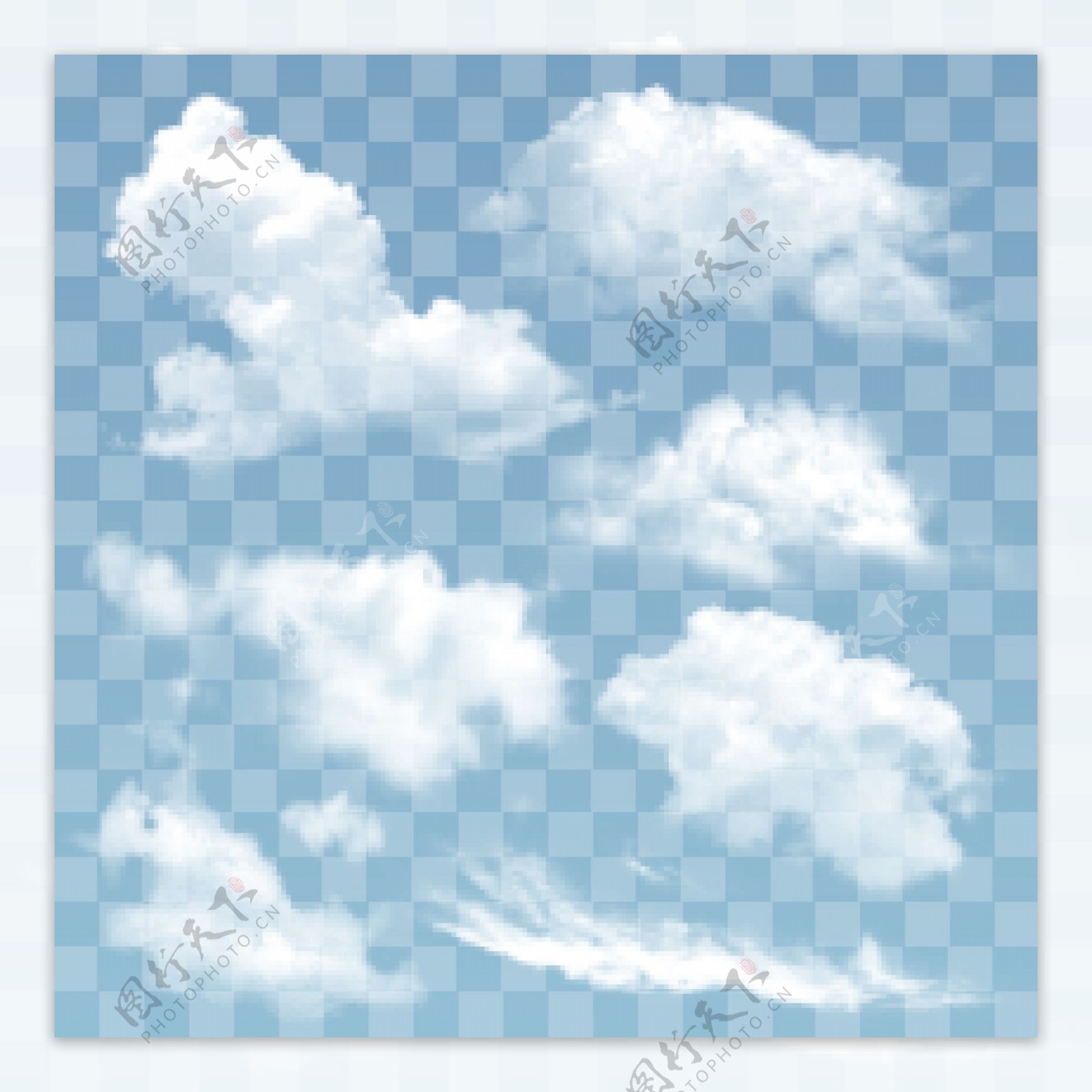 矢量手绘逼真白云云朵素材