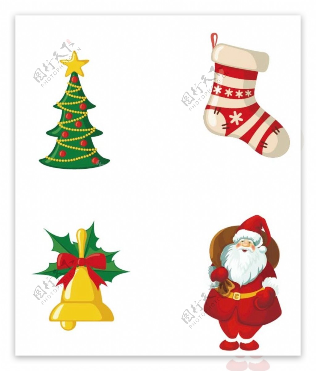 铃铛圣诞树圣诞老人袜子