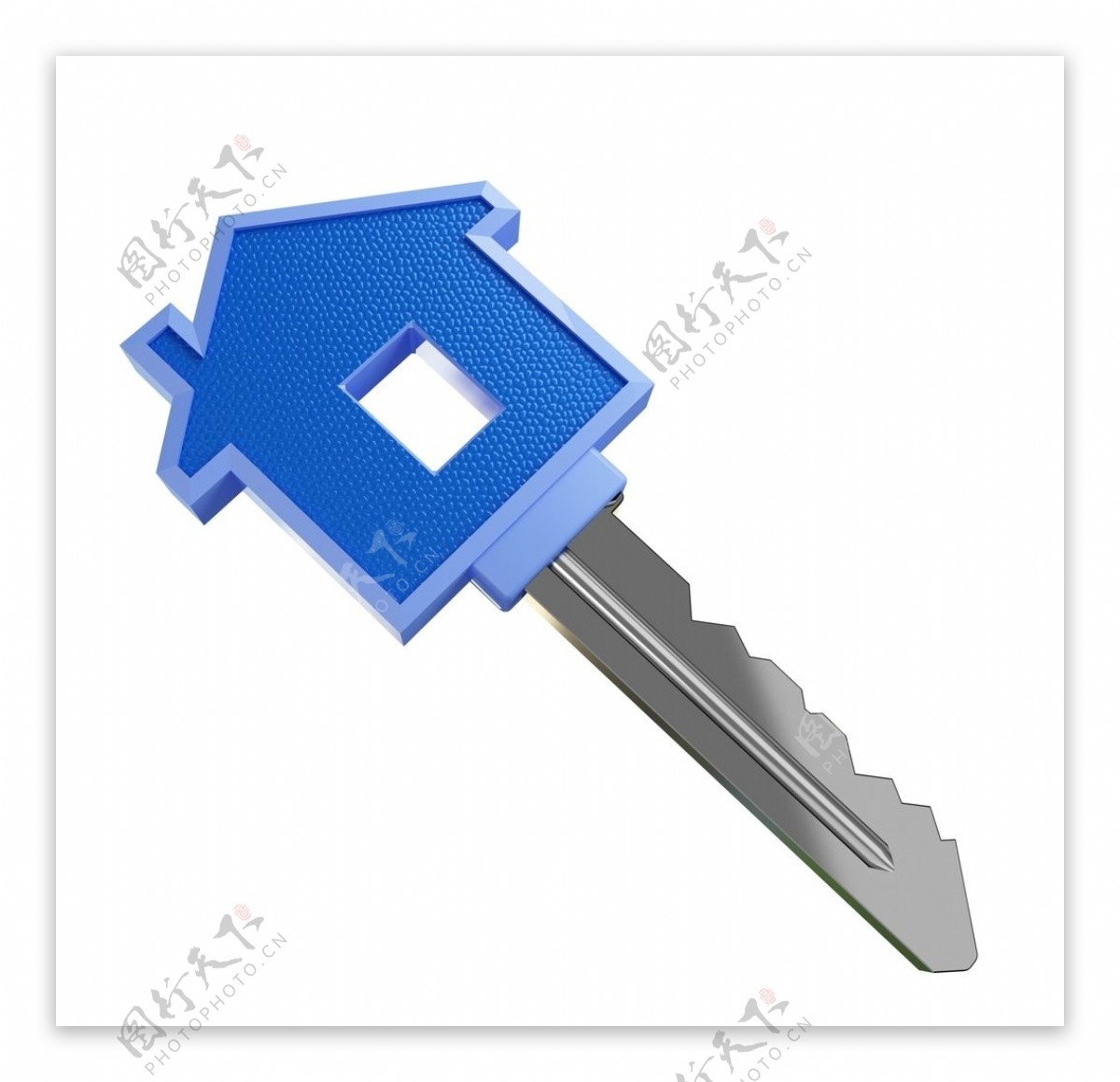 蓝色房锁形钥匙