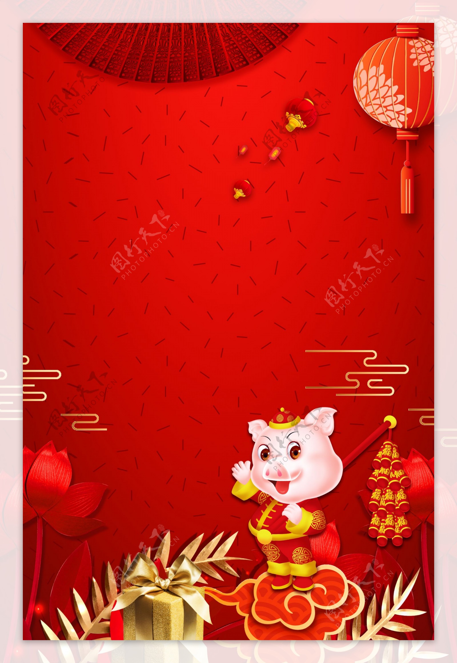 中国风猪年海报背景素材